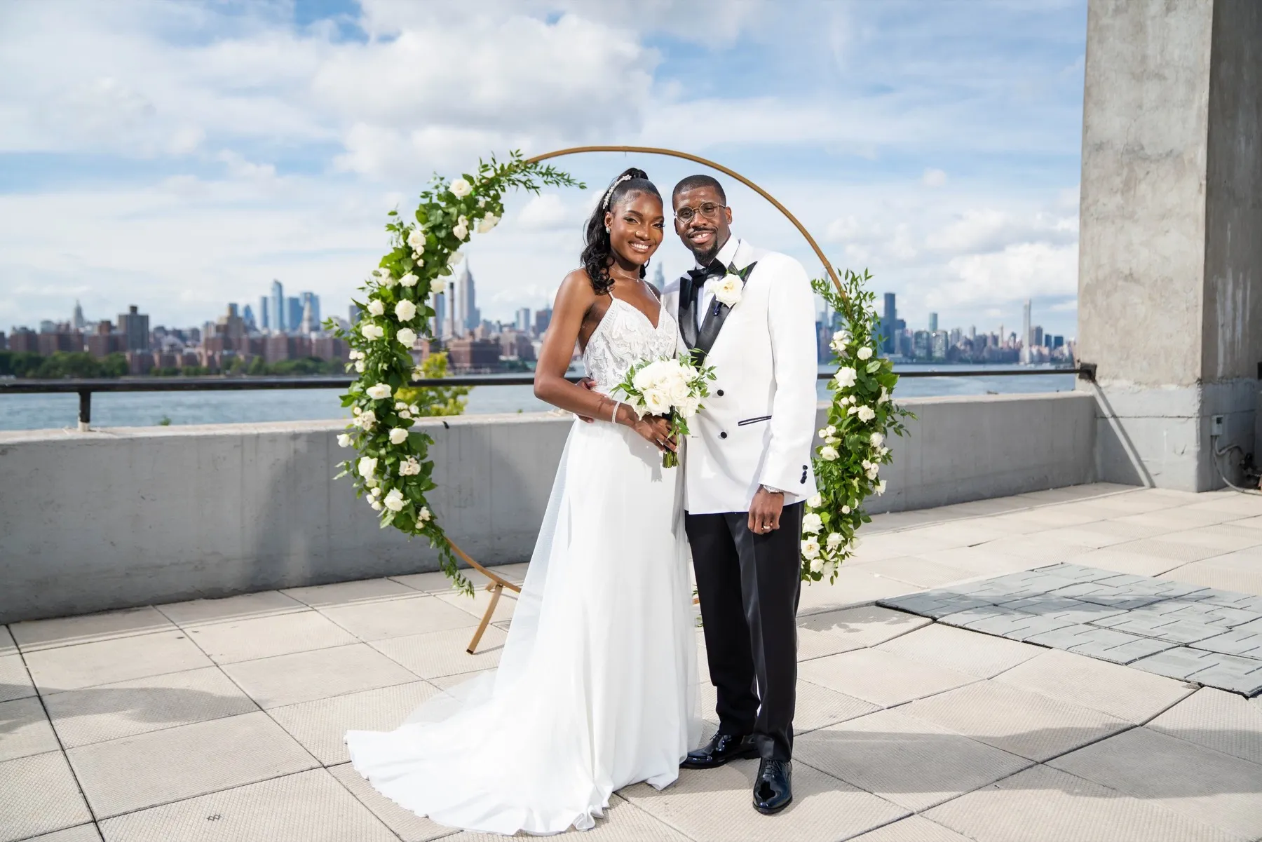 Arielle + Romell exchanging vows at The W Loft, Brooklyn, NY
