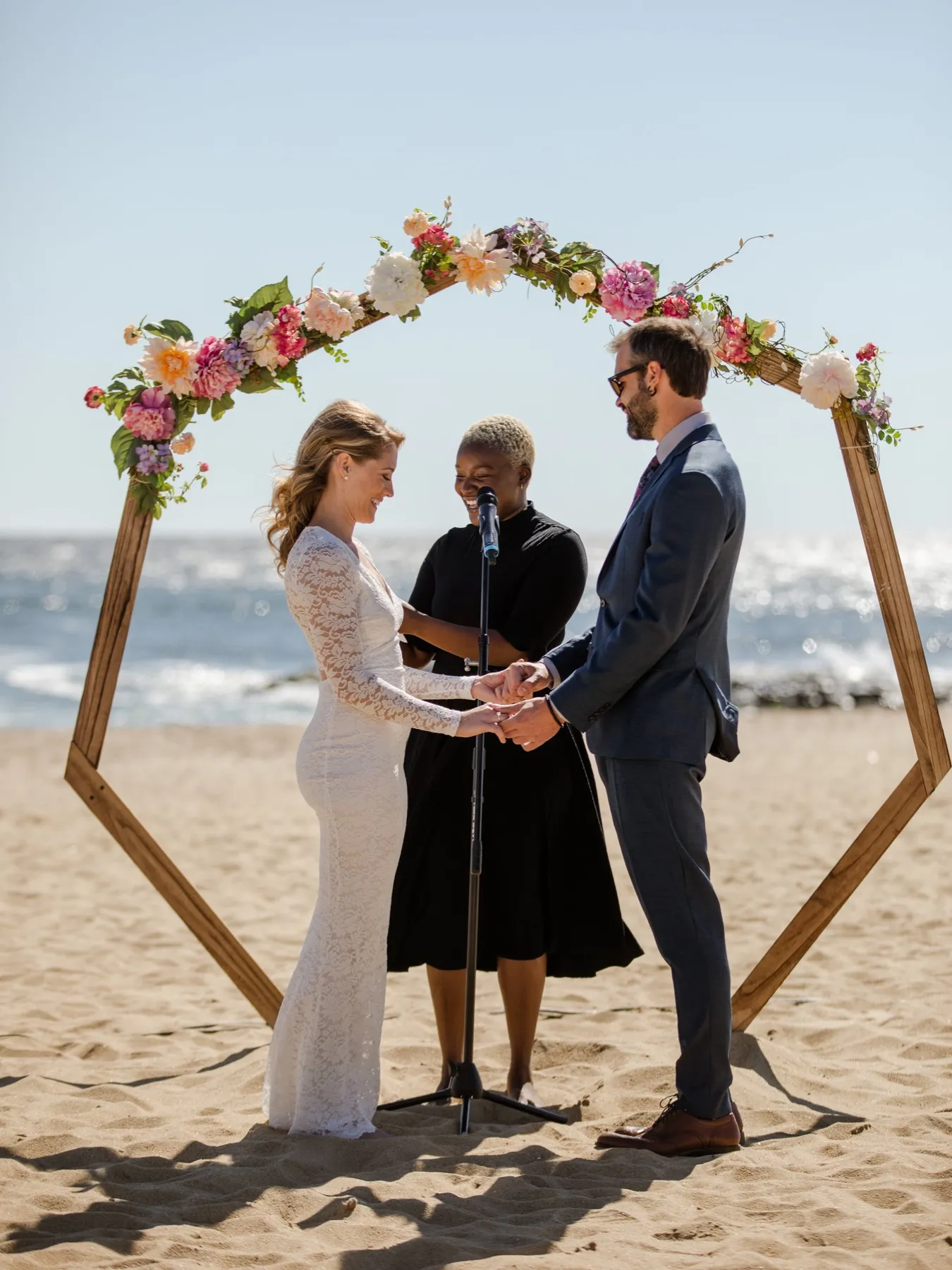 Gina + Matt exchanging vows at Tim McLoone's Supper Club, Asbury Park NJ