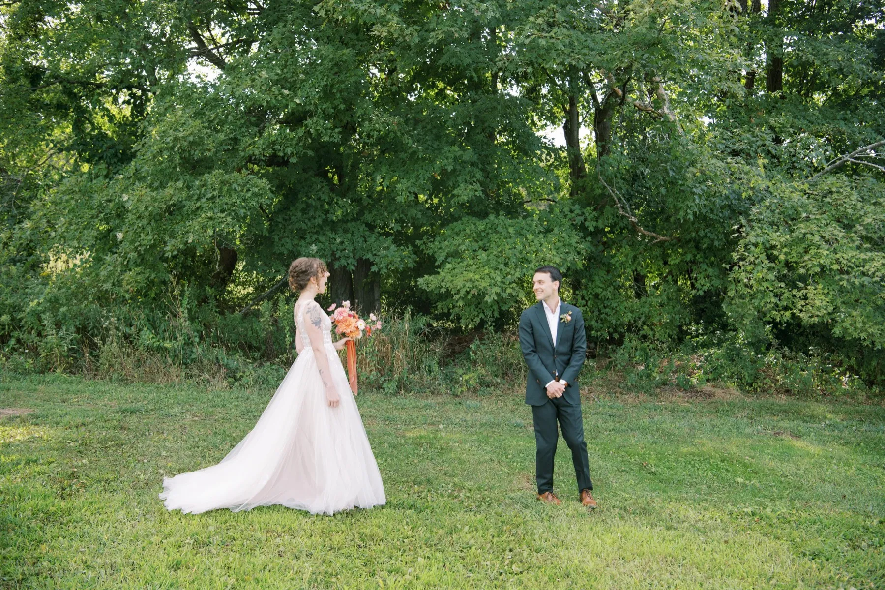 Zoie + Mark exchanging vows at Sunny River Estates, Hudson Valley, NY
