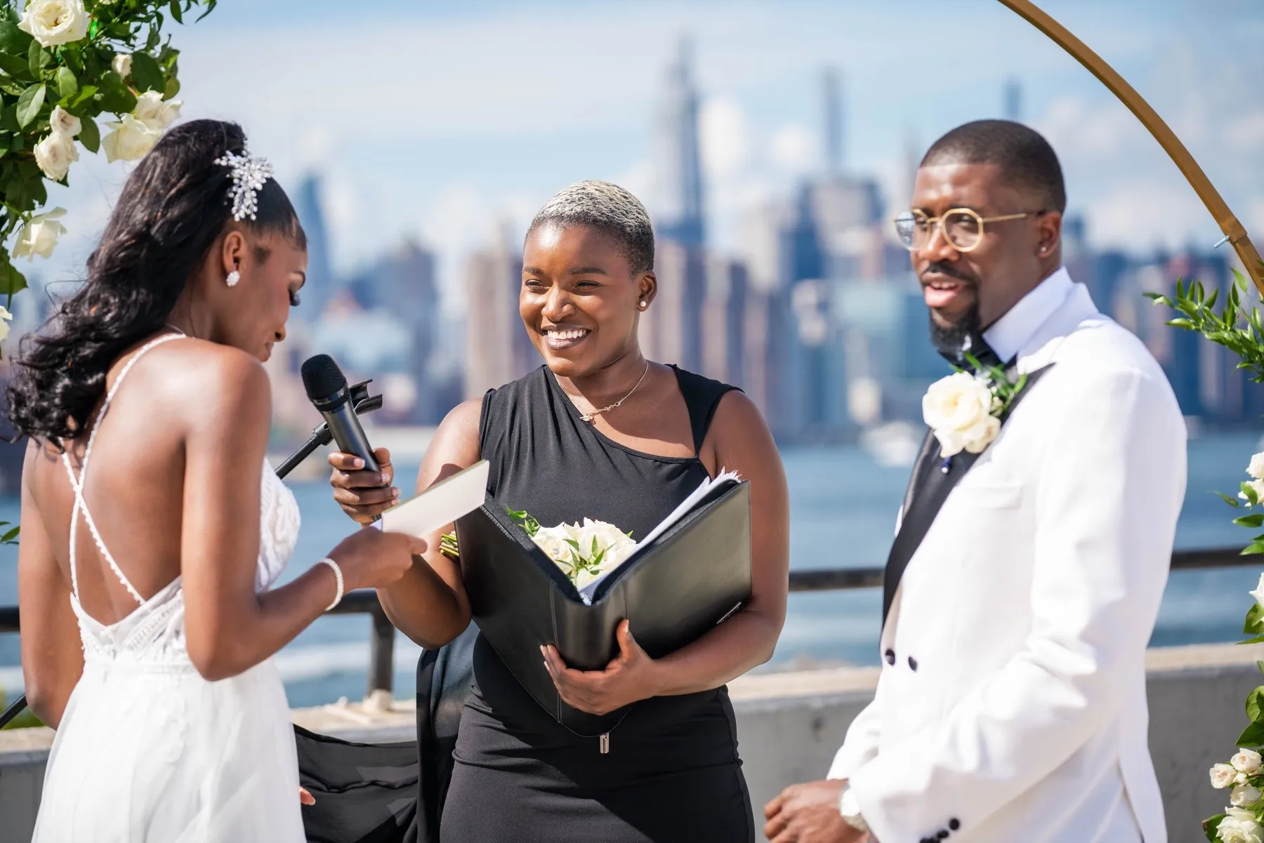 Arielle + Romell during their custom wedding ceremony