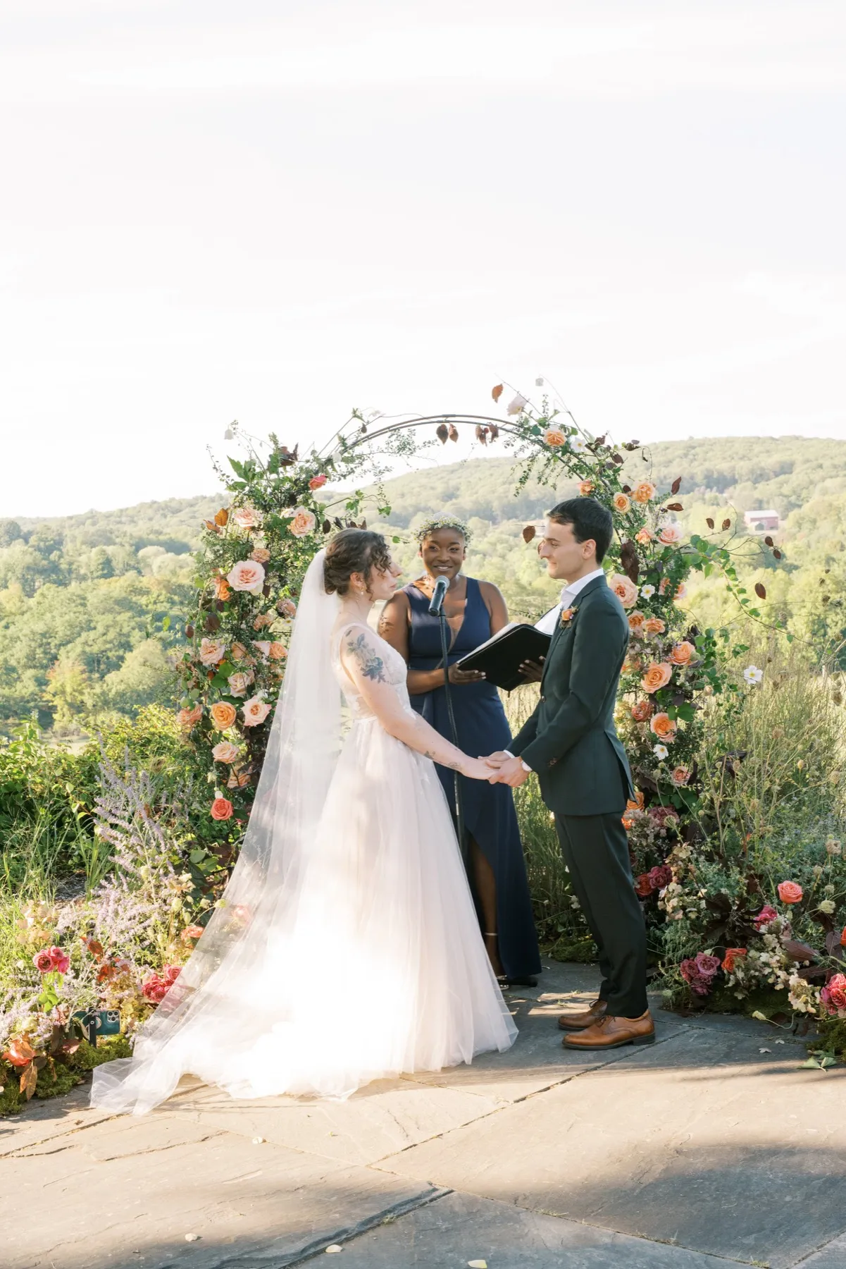 Zoie + Mark during their custom wedding ceremony
