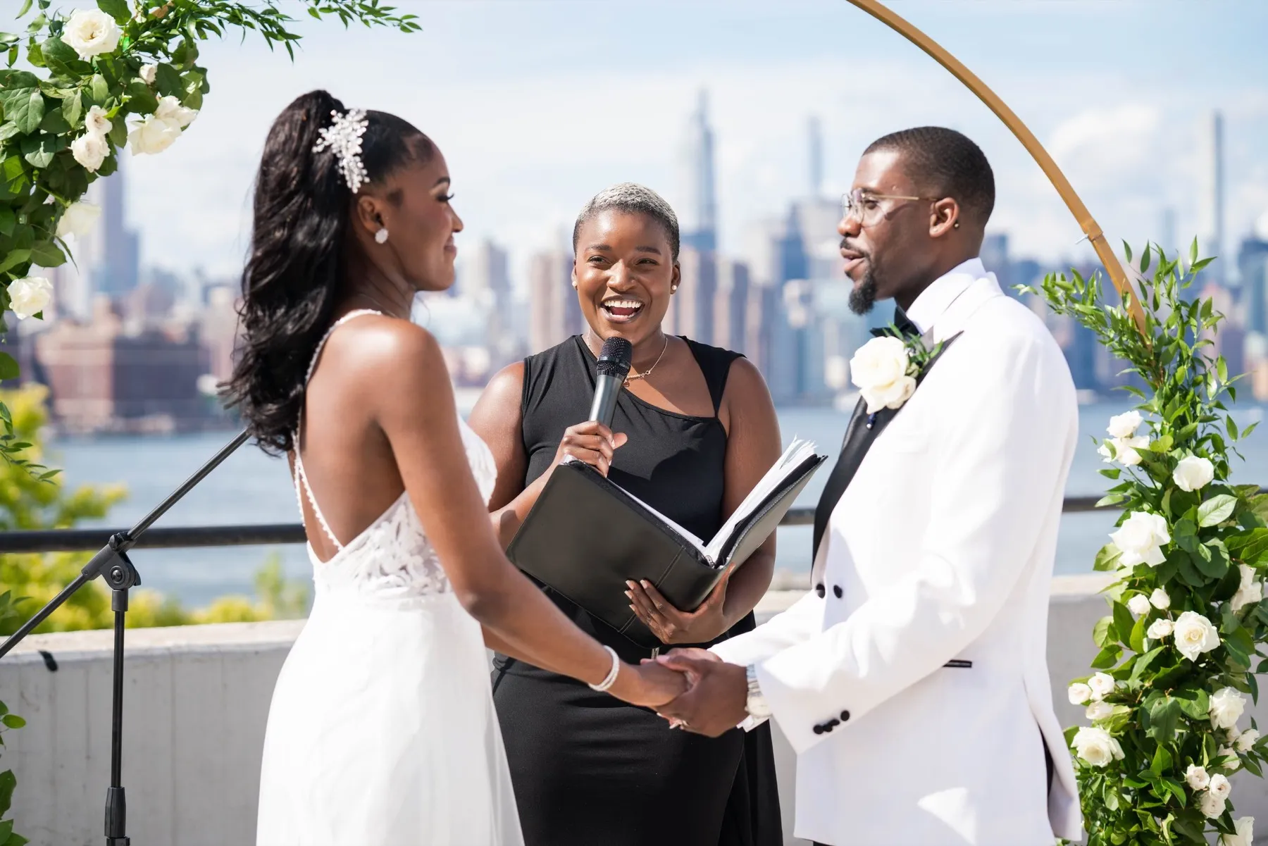 Arielle + Romell wedding portrait at The W Loft, Brooklyn, NY