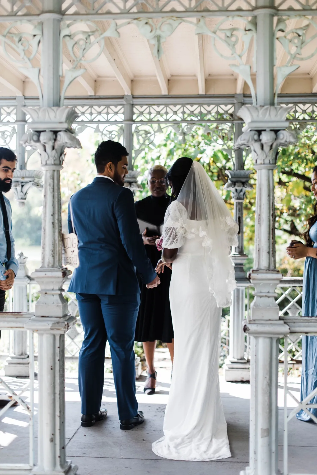 Clashani + Gihan wedding portrait at Ladies Pavilion, Central Park Wedding