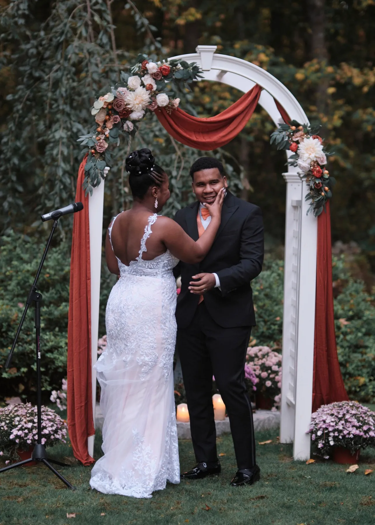 Hygdrea + Alex celebrating after the ceremony at East Hampton, CT