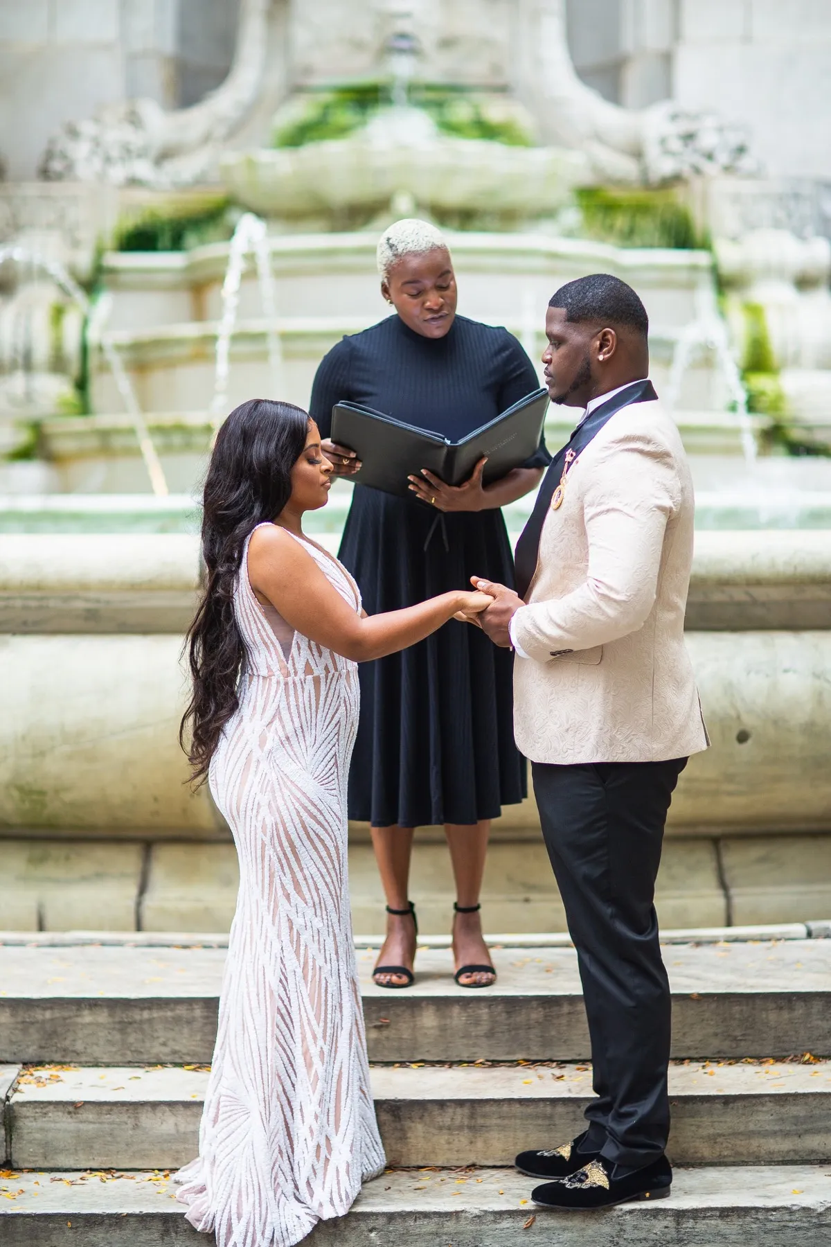 Wedding day moment for Patricia + Allen at New York Public Library, Stephen A Schwarzman Building