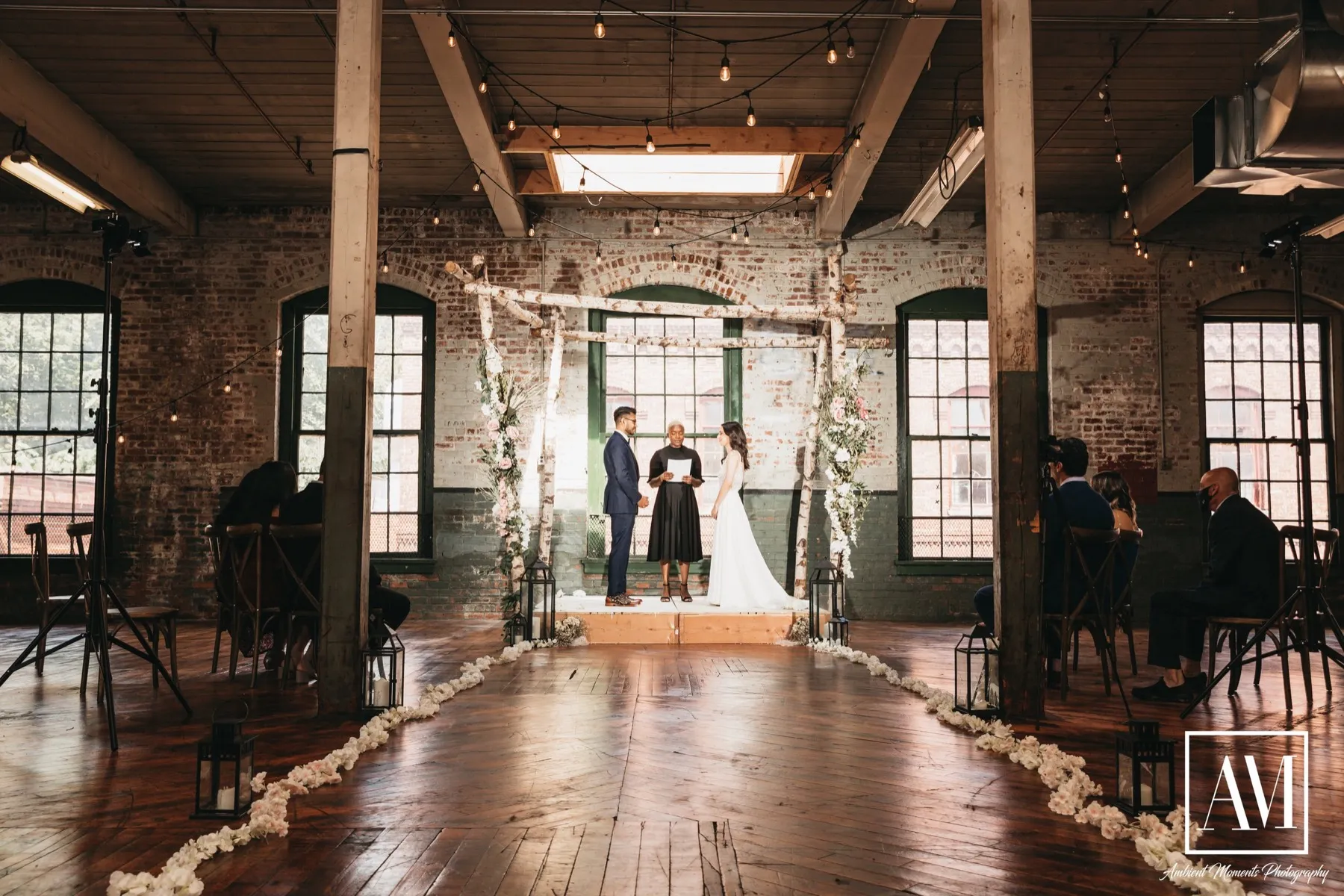 Amanda + Kevin wedding ceremony at Art Factory Studios, Paterson, NJ
