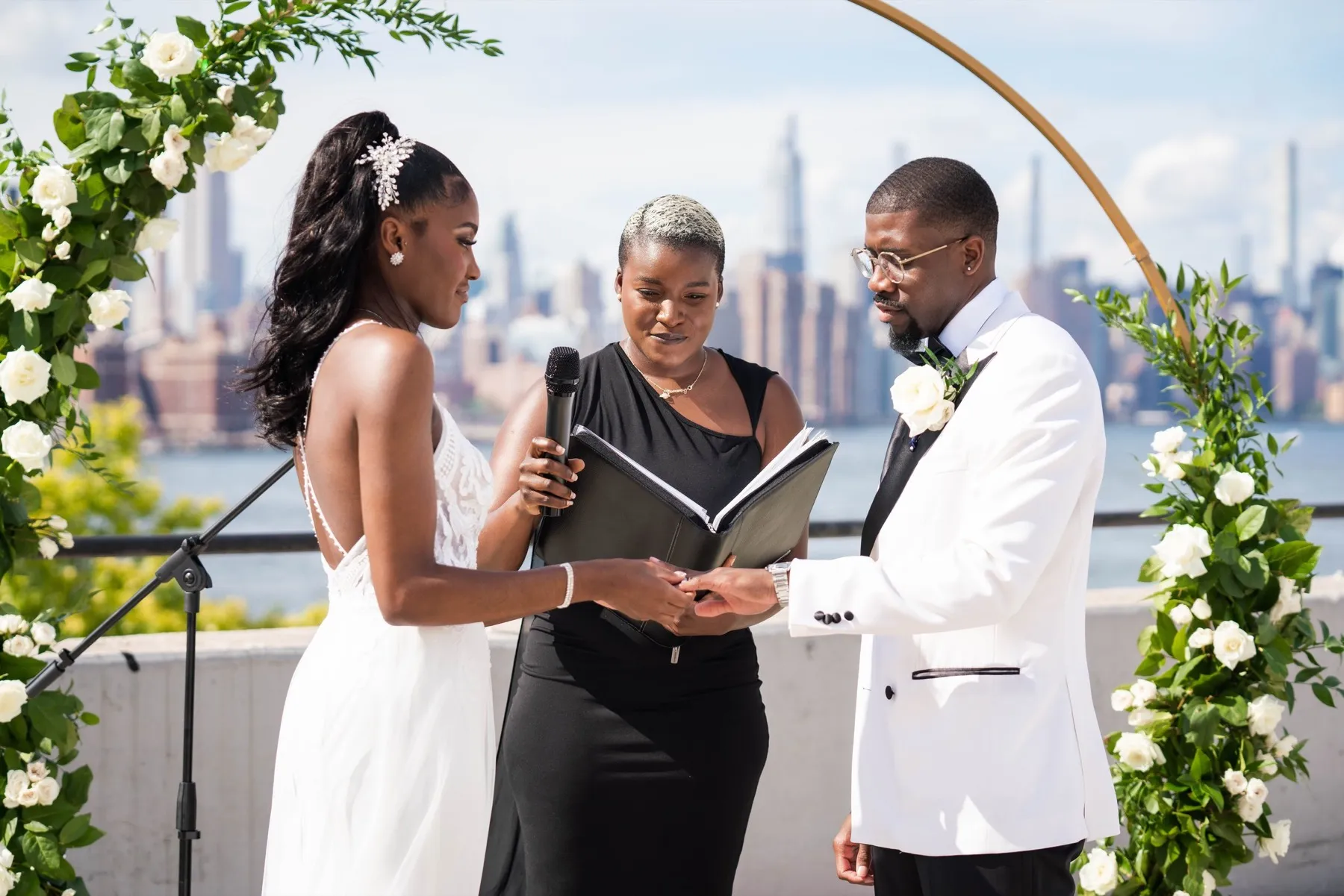 Arielle + Romell wedding ceremony at The W Loft, Brooklyn, NY