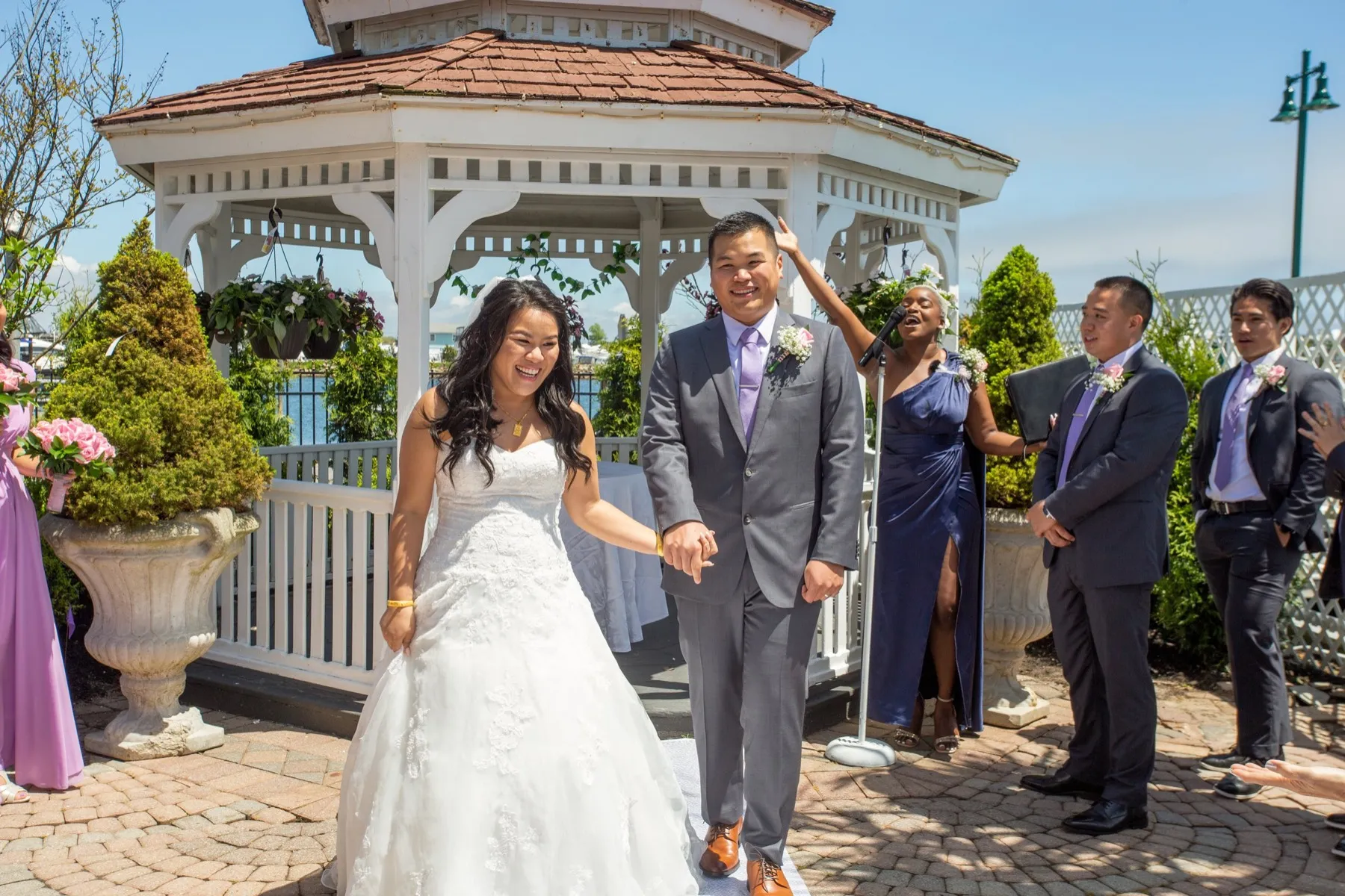 Stephanie + Justin wedding ceremony at Chateau La Mer