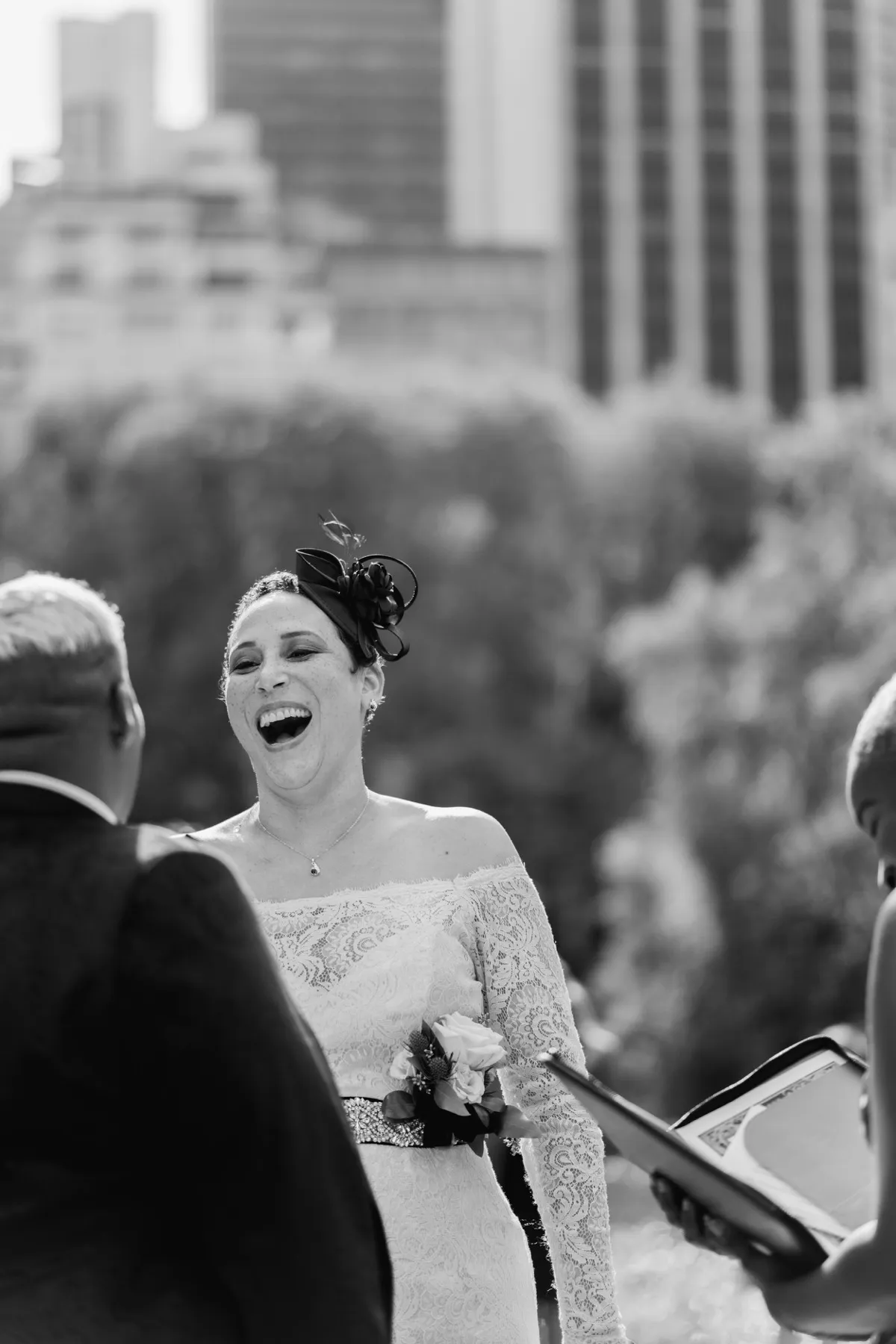 Veronica + Julie wedding ceremony at Gapstow Bridge, Central Park Wedding