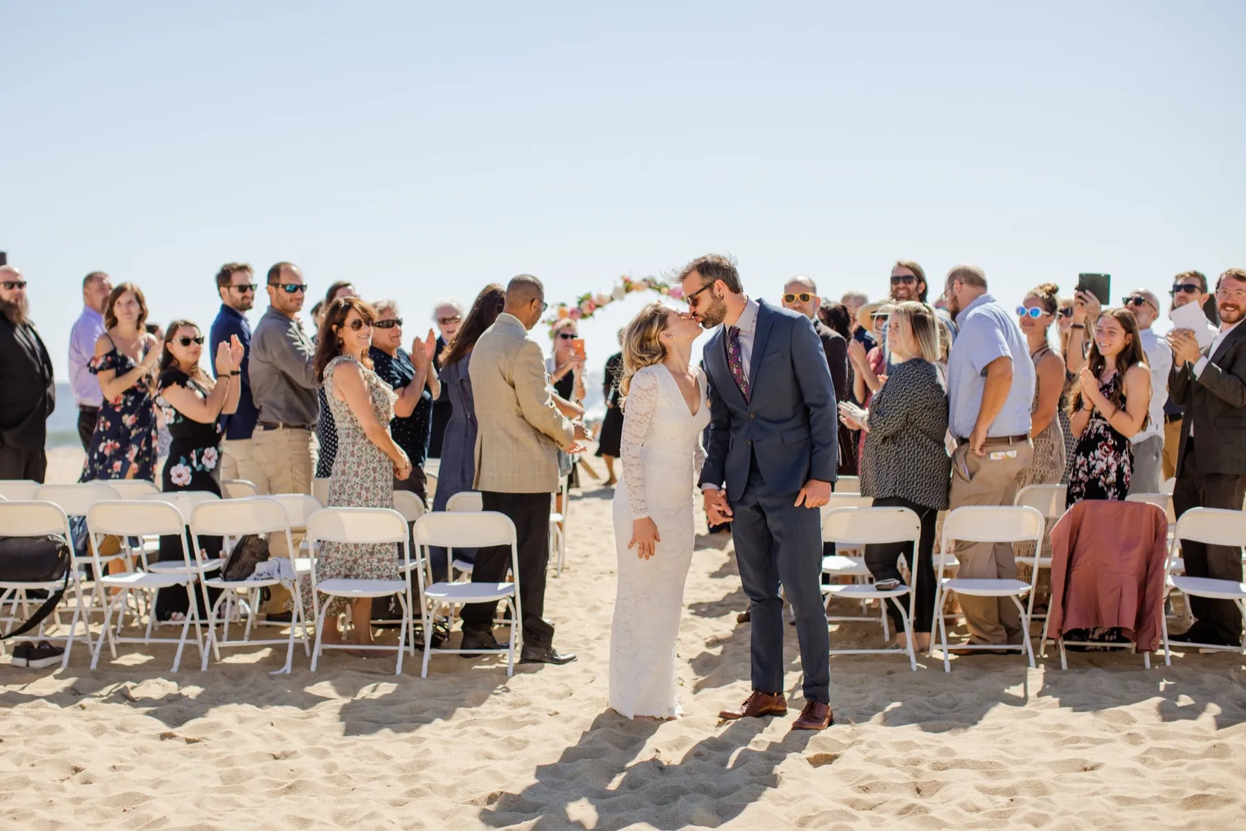 Gina + Matt exchanging vows at Tim McLoone's Supper Club, Asbury Park NJ