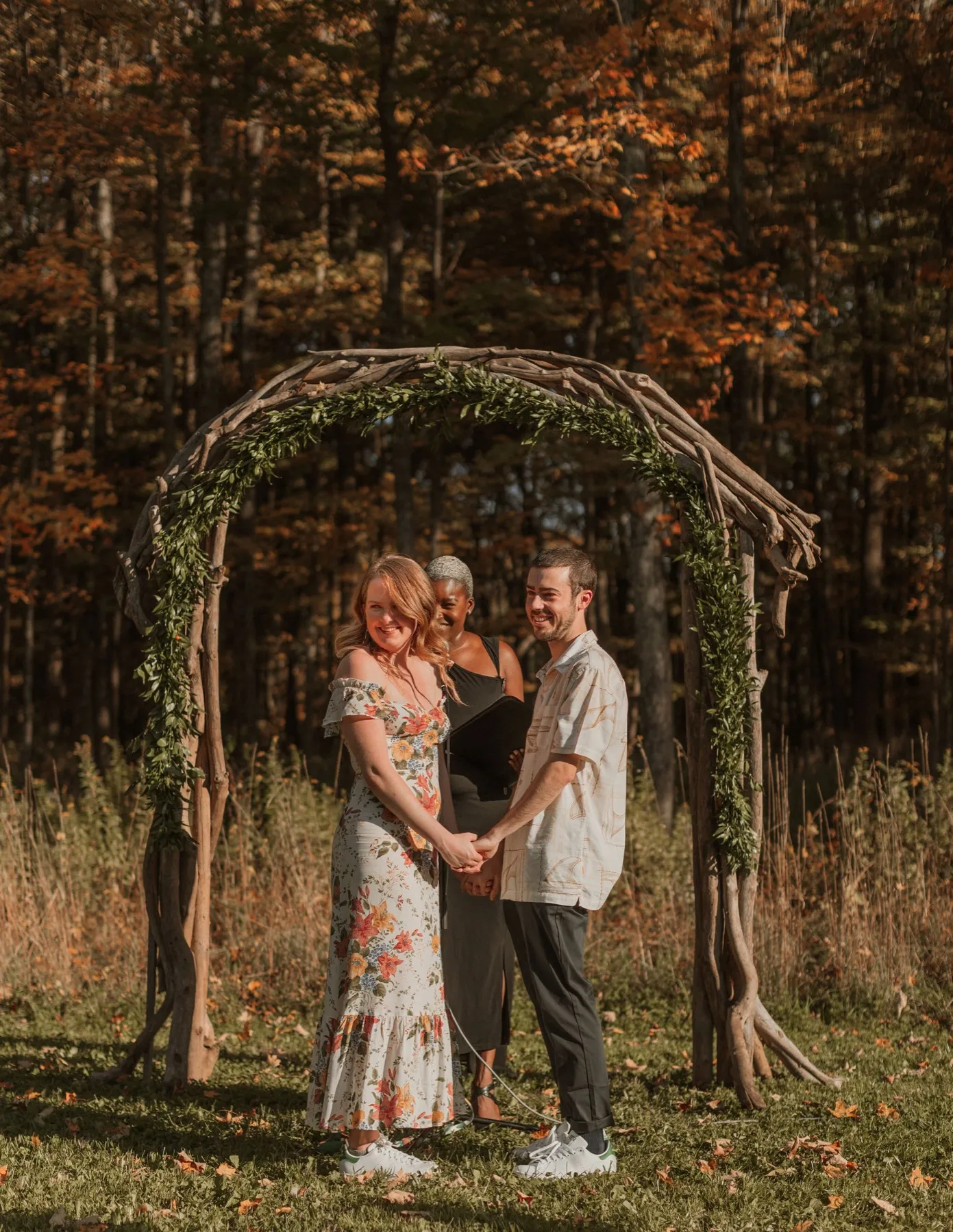 Makena + Eric exchanging vows at New Beginnings Farmstead, Kingston, NY