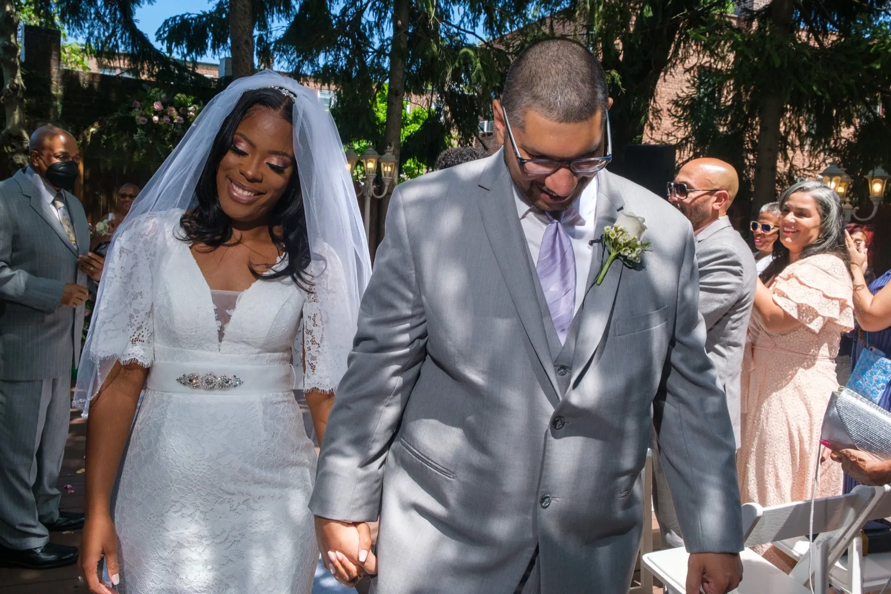 Camille + Francisco during their custom wedding ceremony