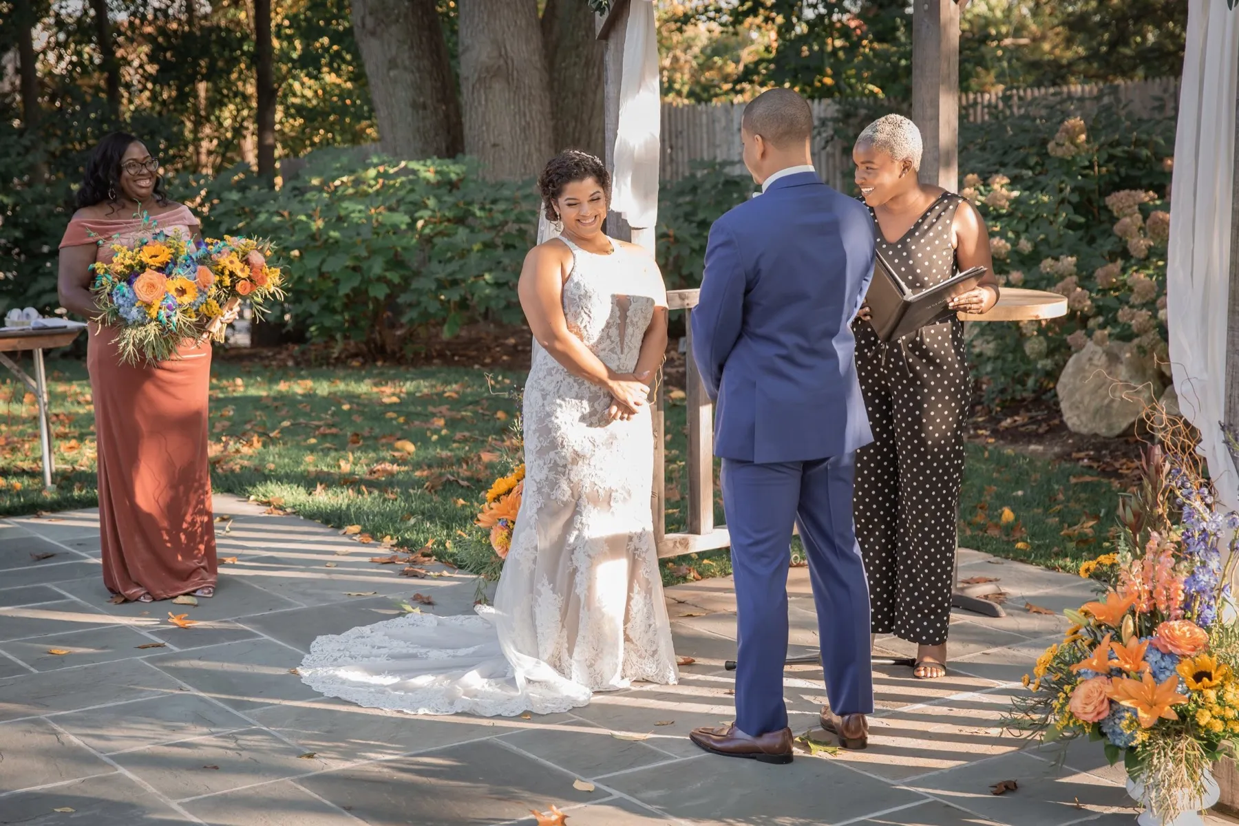 Millie + Rick during their custom wedding ceremony