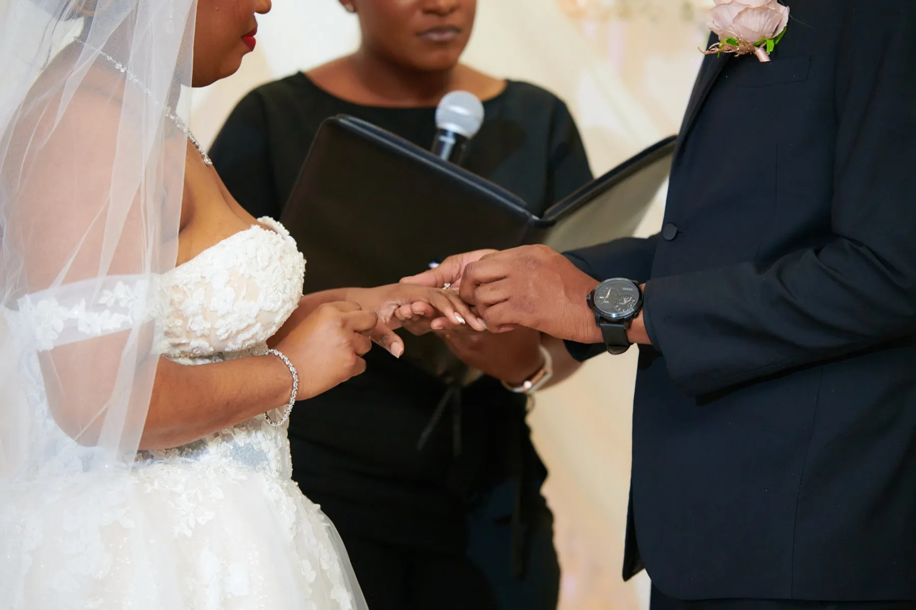 Danielle + Jermaine during their wedding ceremony