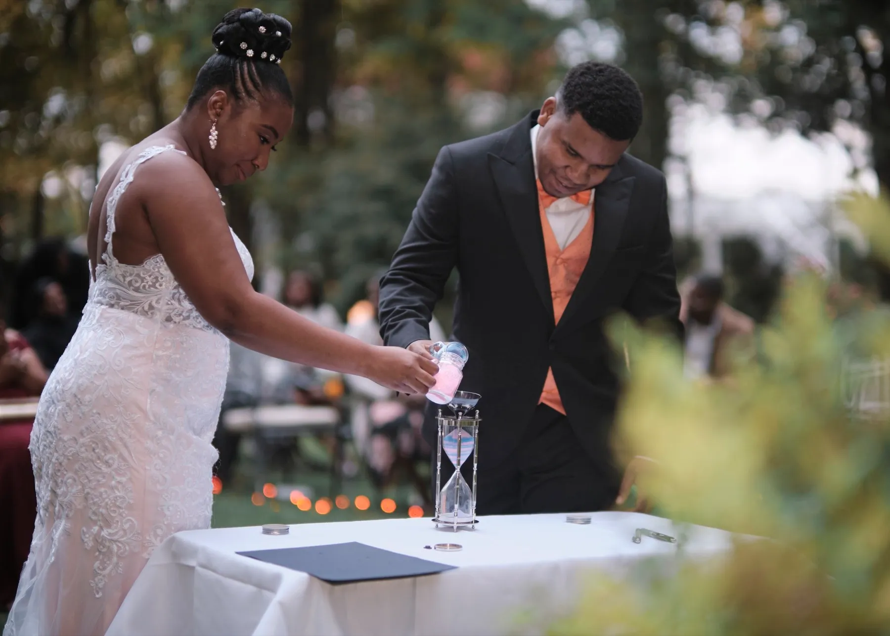 Hygdrea + Alex during their custom wedding ceremony