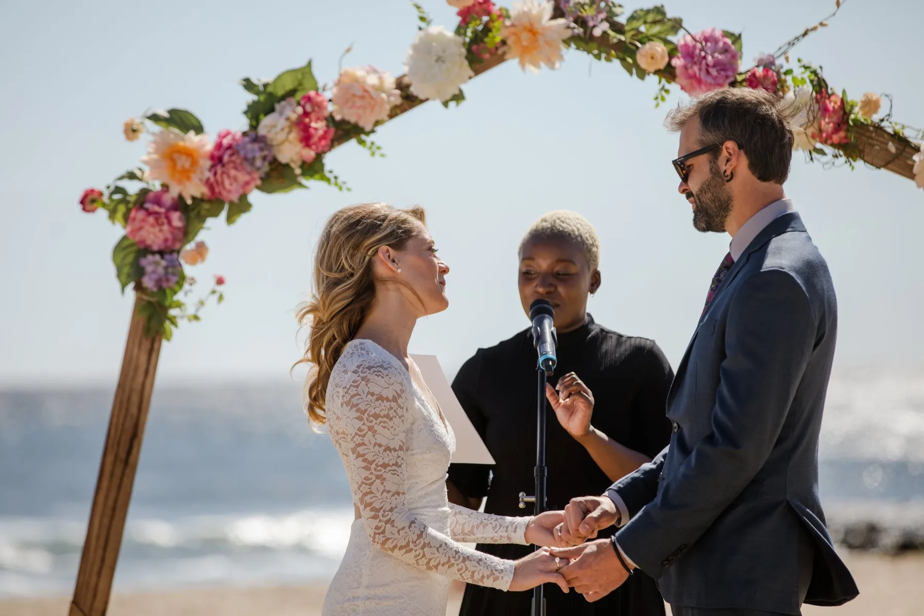 Gina + Matt during their custom wedding ceremony