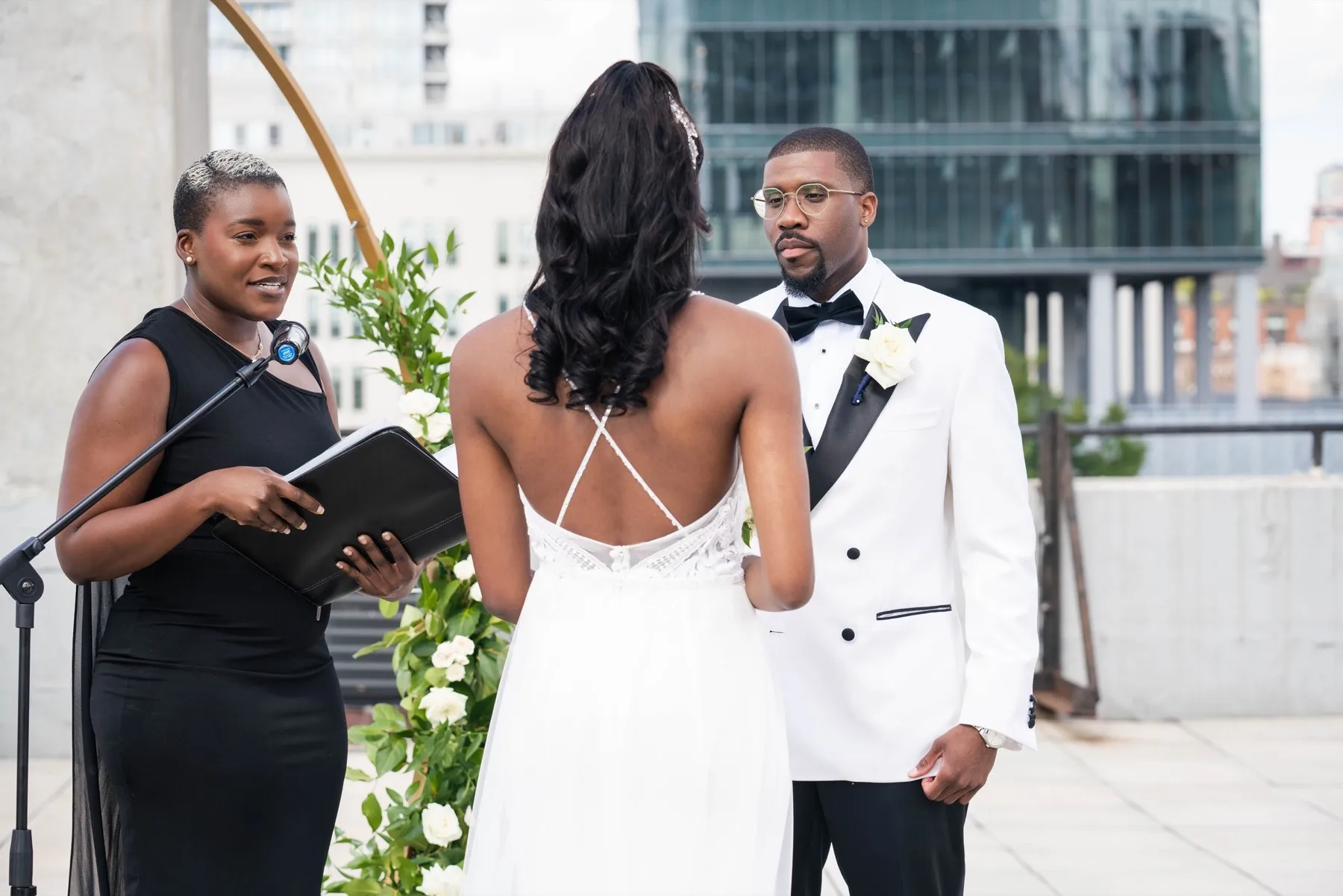 Arielle + Romell wedding portrait at The W Loft, Brooklyn, NY