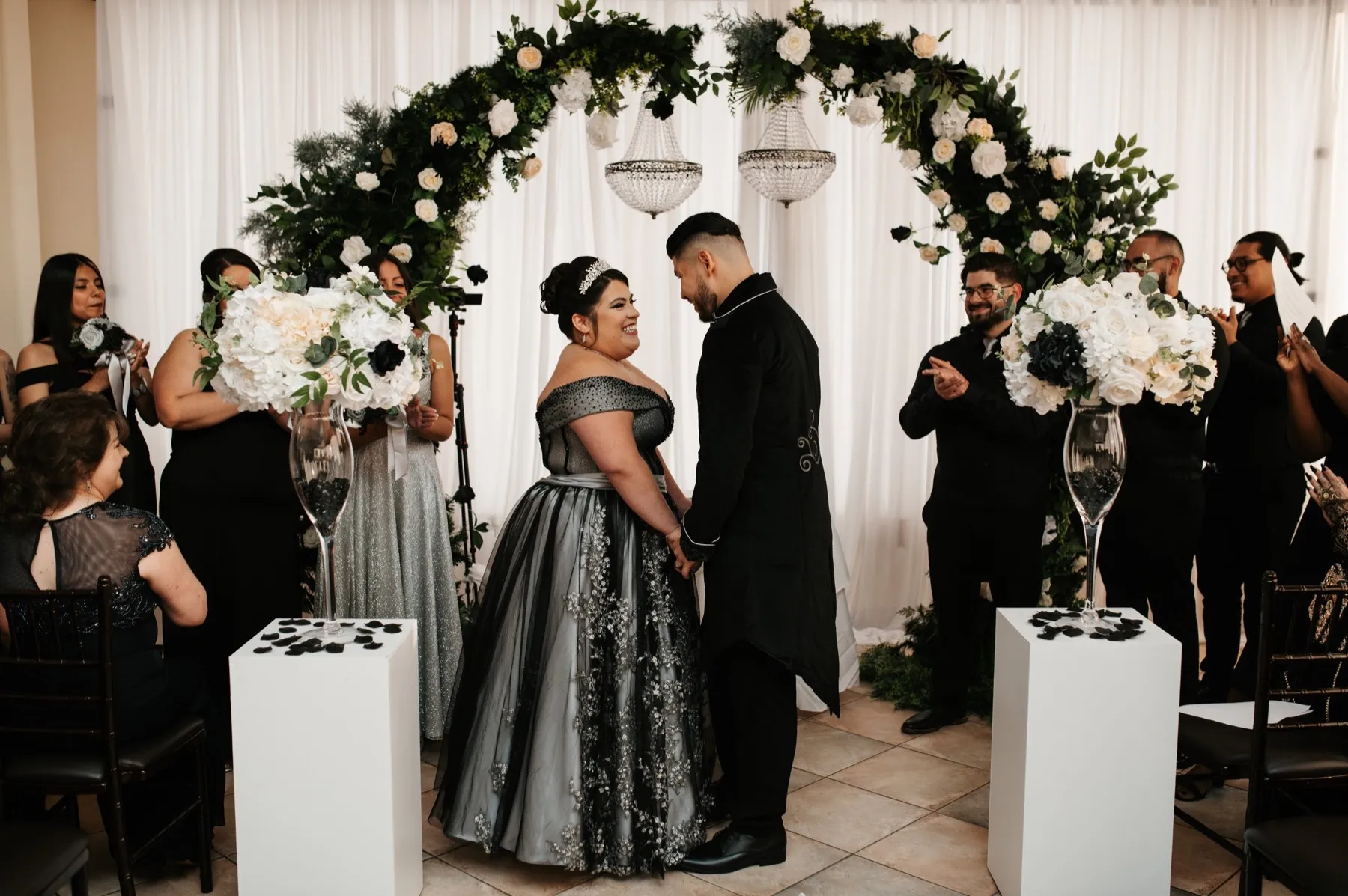 Erika + Willie wedding portrait at The Elan, Lodi, NJ