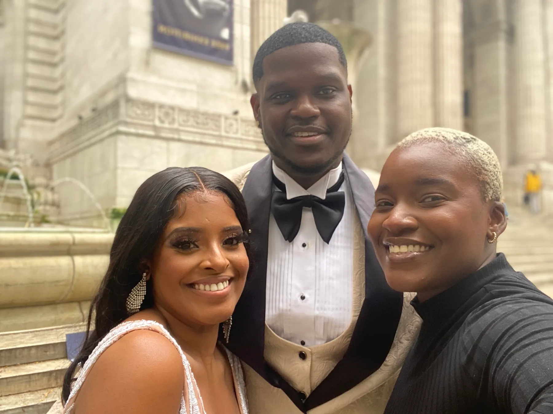 Patricia + Allen wedding portrait at New York Public Library, Stephen A Schwarzman Building