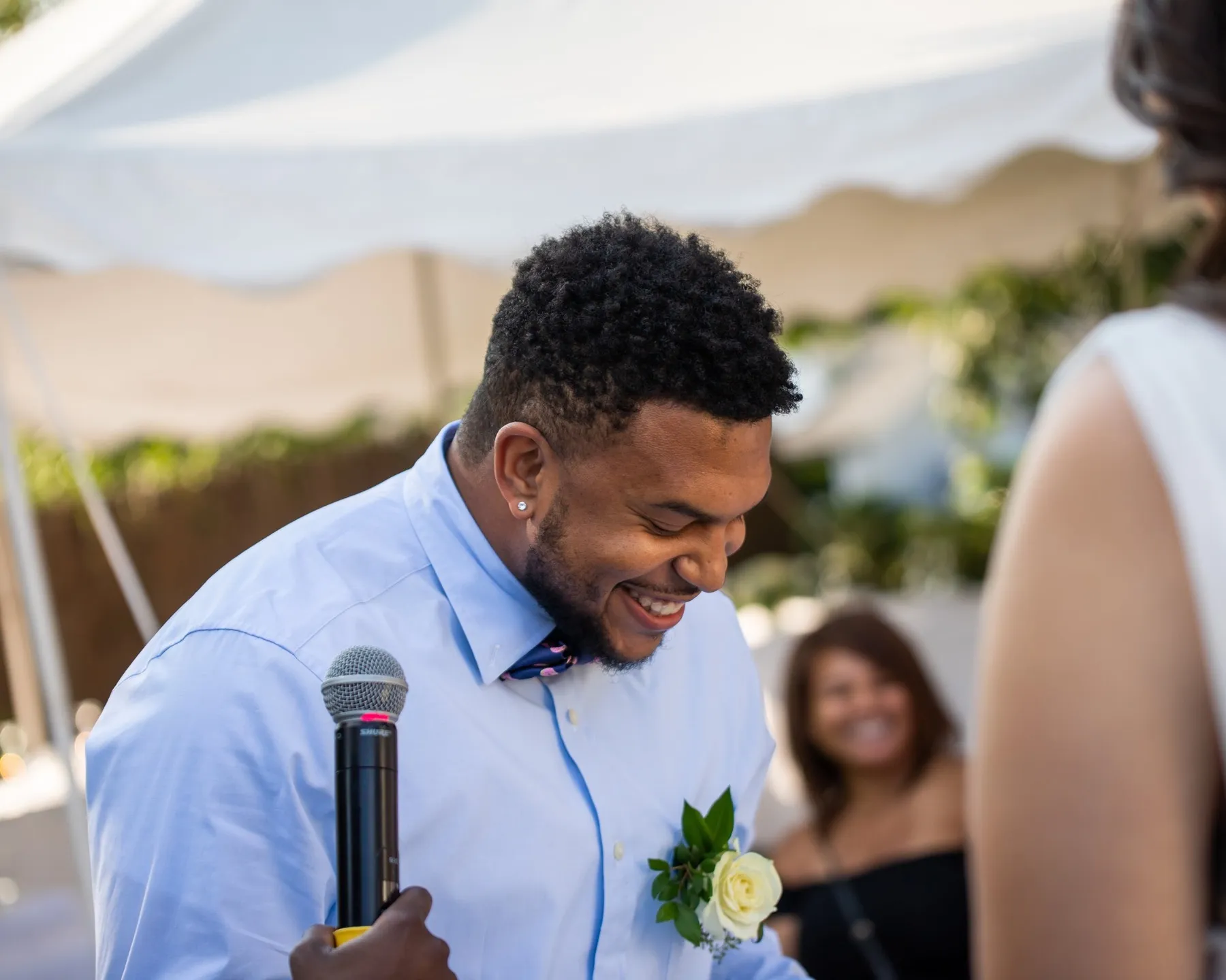 Wedding day moment for Leslie + Michael at Bridgeport, CT