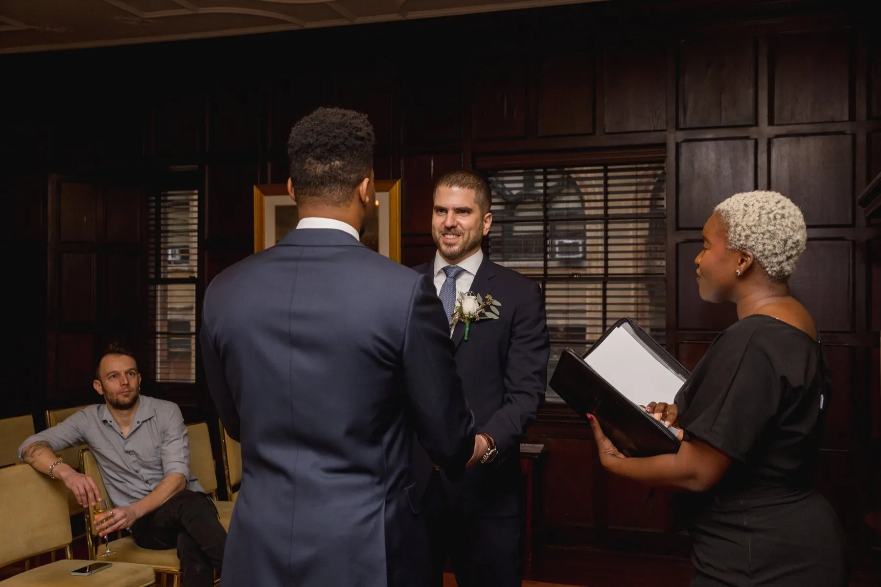 Wedding day moment for Lazaro + Yehuda at The Harvard Club NYC