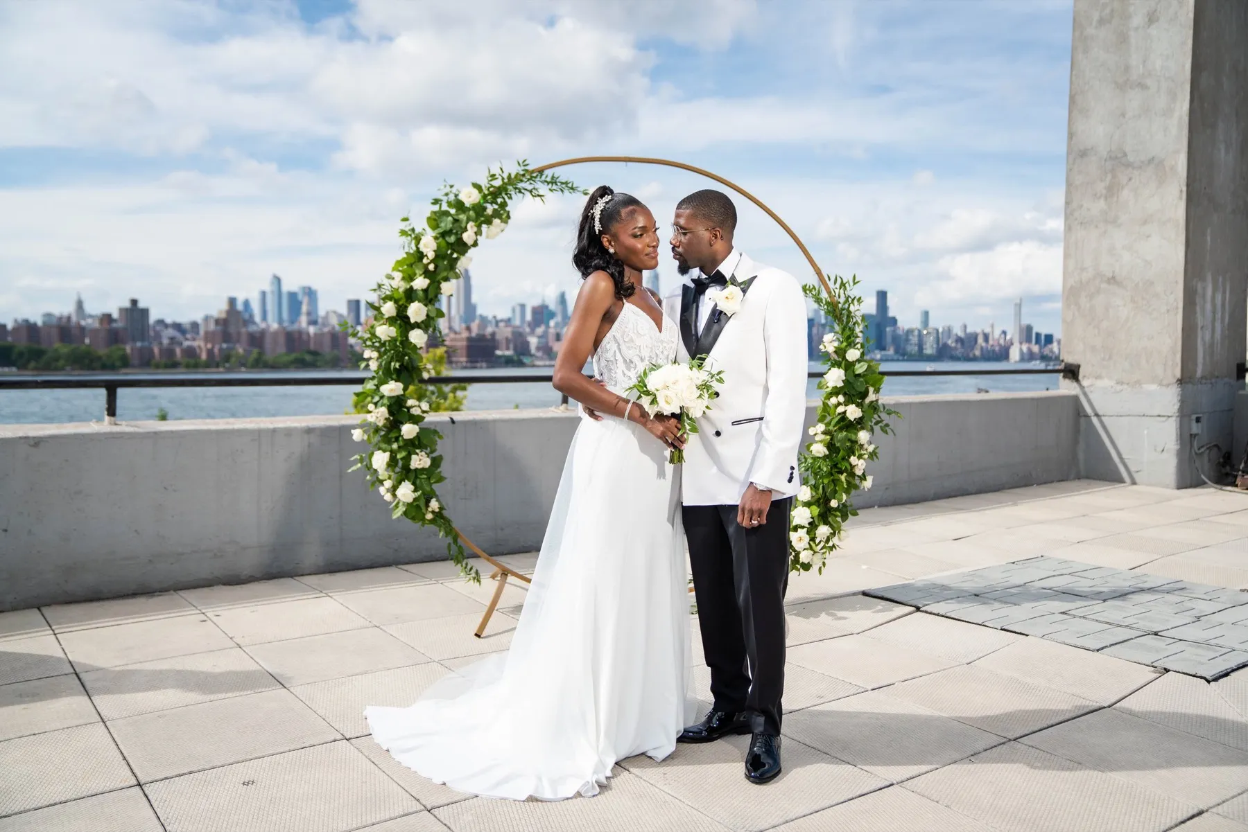 Arielle + Romell exchanging vows at The W Loft, Brooklyn, NY