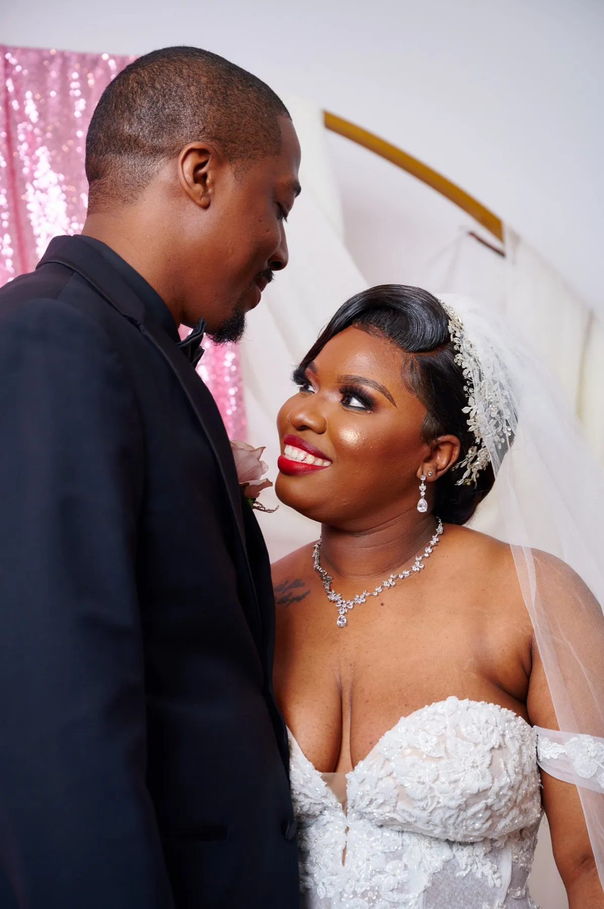 Danielle + Jermaine exchanging vows at The J Loft, Brooklyn, NY Sister venue: W Loft Weddings