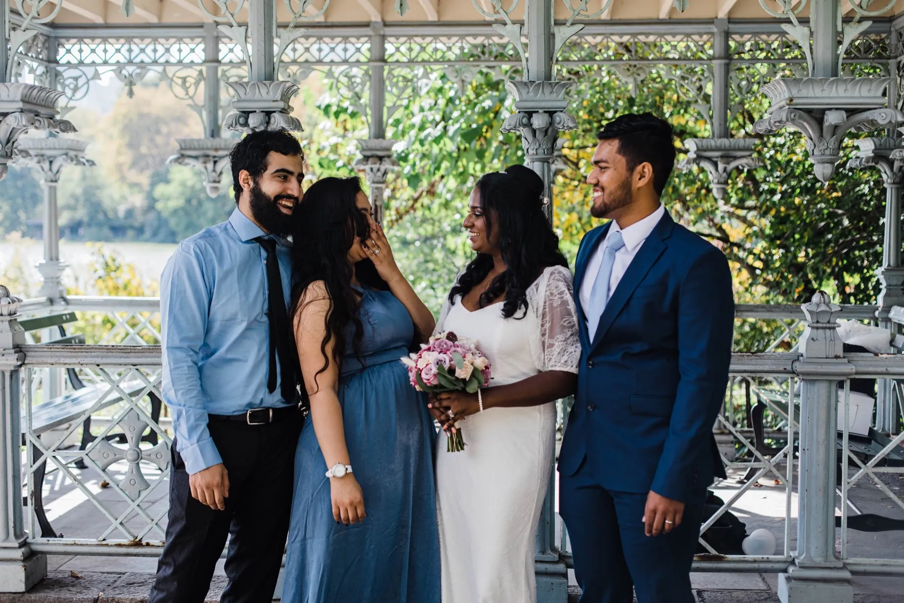 Clashani + Gihan exchanging vows at Ladies Pavilion, Central Park Wedding