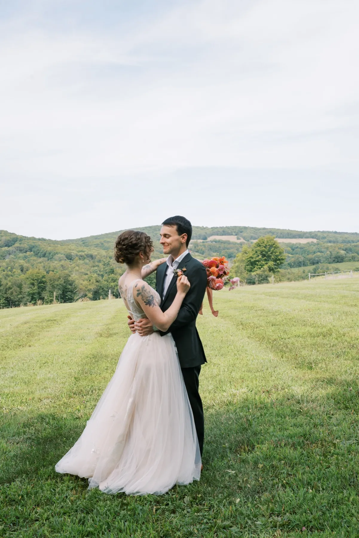 Zoie + Mark exchanging vows at Sunny River Estates, Hudson Valley, NY