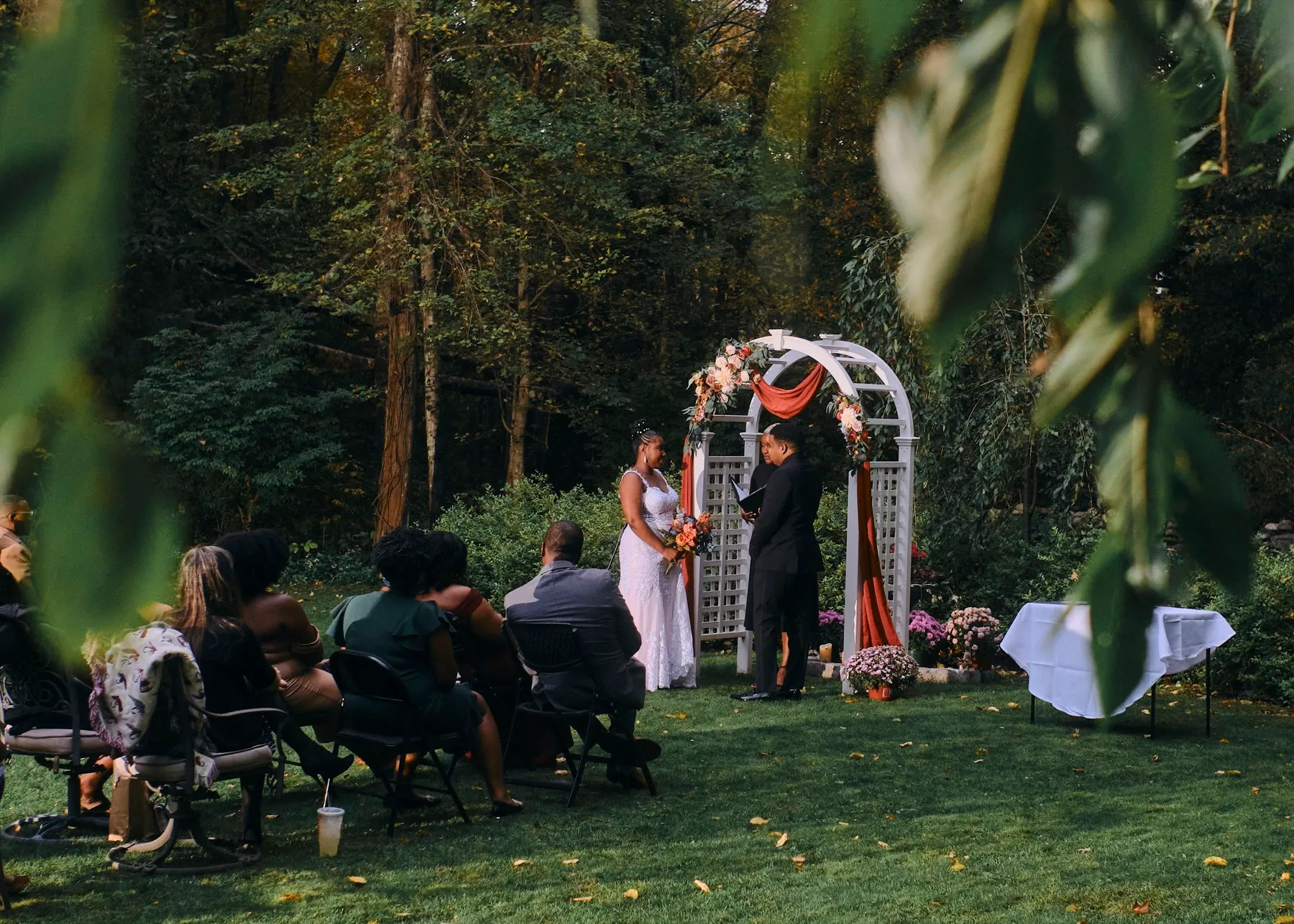 Hygdrea + Alex during their custom wedding ceremony