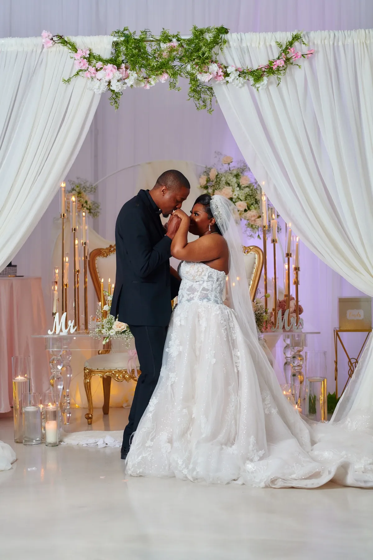 Danielle + Jermaine during their wedding ceremony