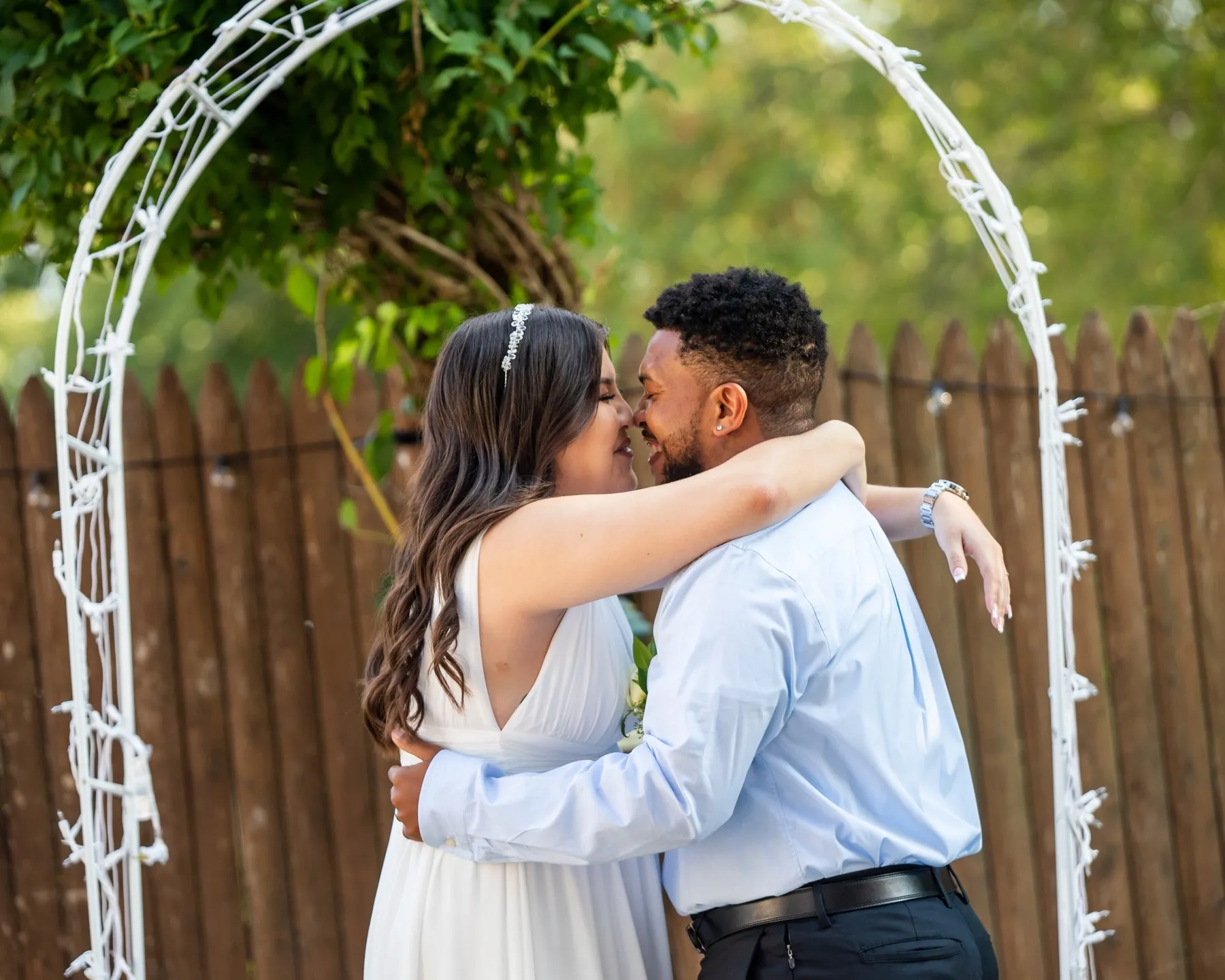 Leslie + Michael celebrating after the ceremony at Bridgeport, CT