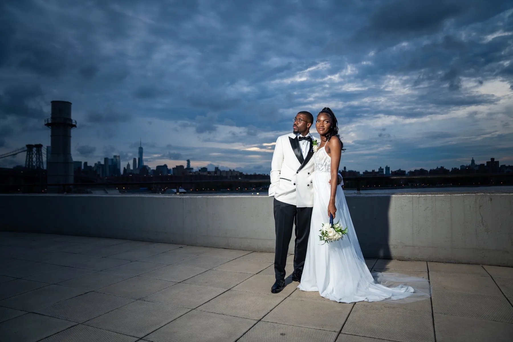 Arielle + Romell celebrating after the ceremony at The W Loft, Brooklyn, NY