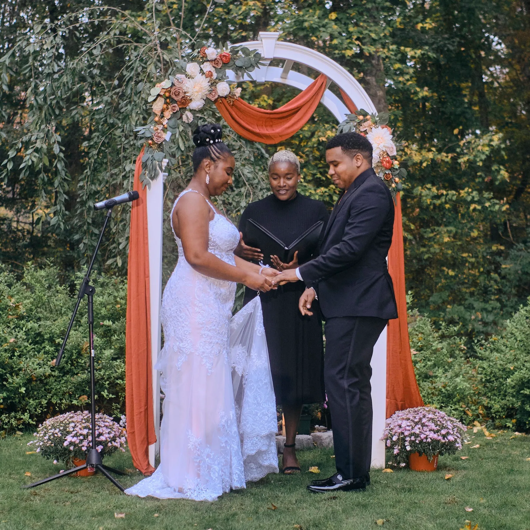 Hygdrea + Alex celebrating after the ceremony at East Hampton, CT