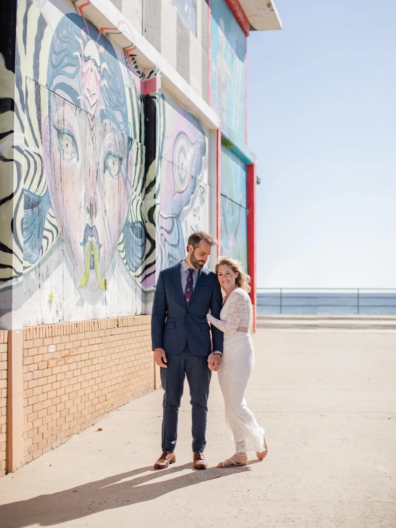 Gina + Matt celebrating after the ceremony at Tim McLoone's Supper Club, Asbury Park NJ