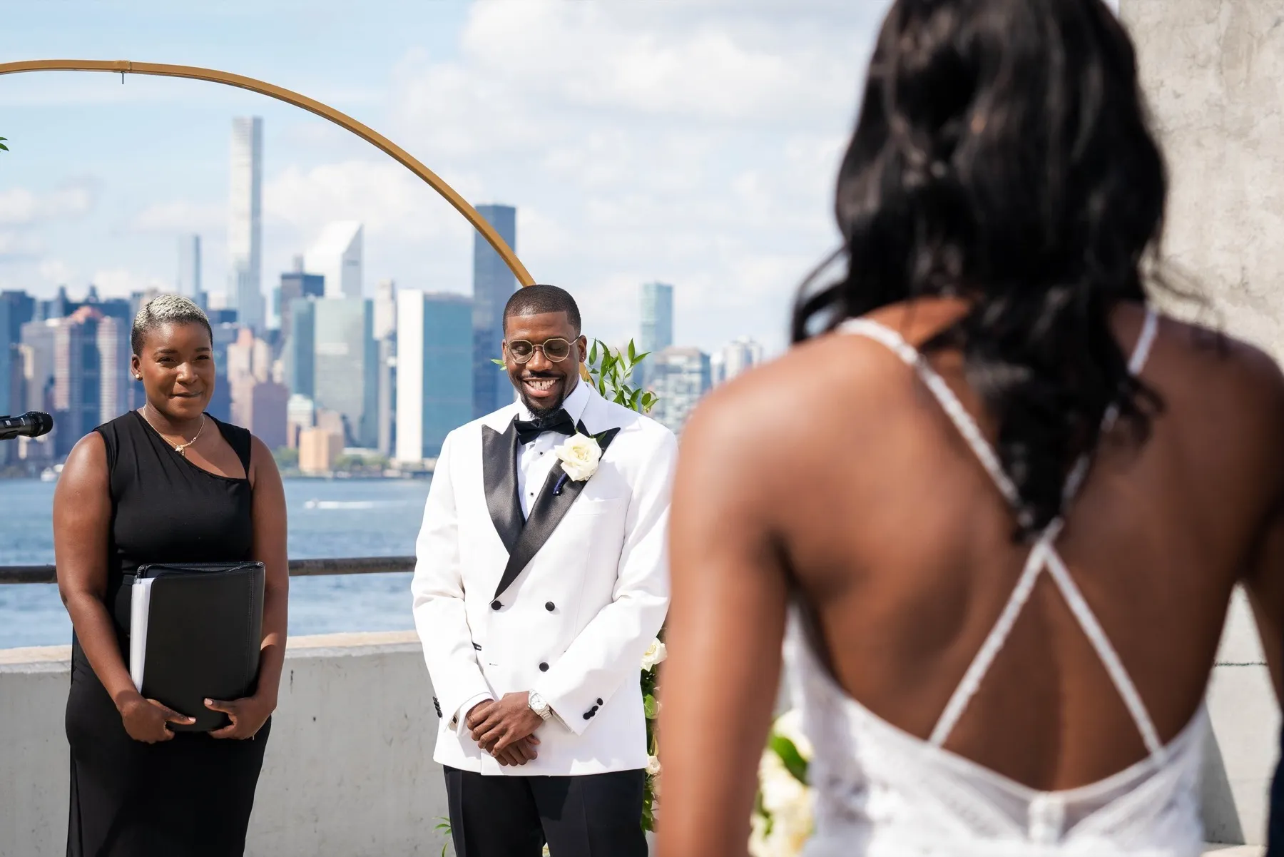 Wedding day moment for Arielle + Romell at The W Loft, Brooklyn, NY