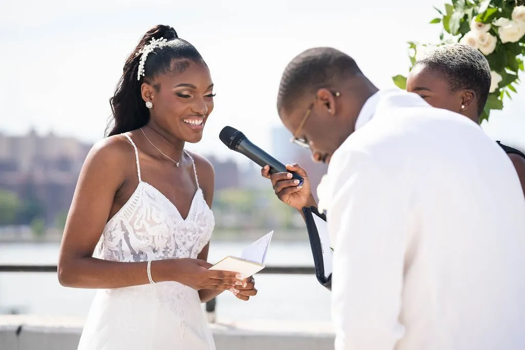 Arielle + Romell wedding ceremony at The W Loft, Brooklyn, NY