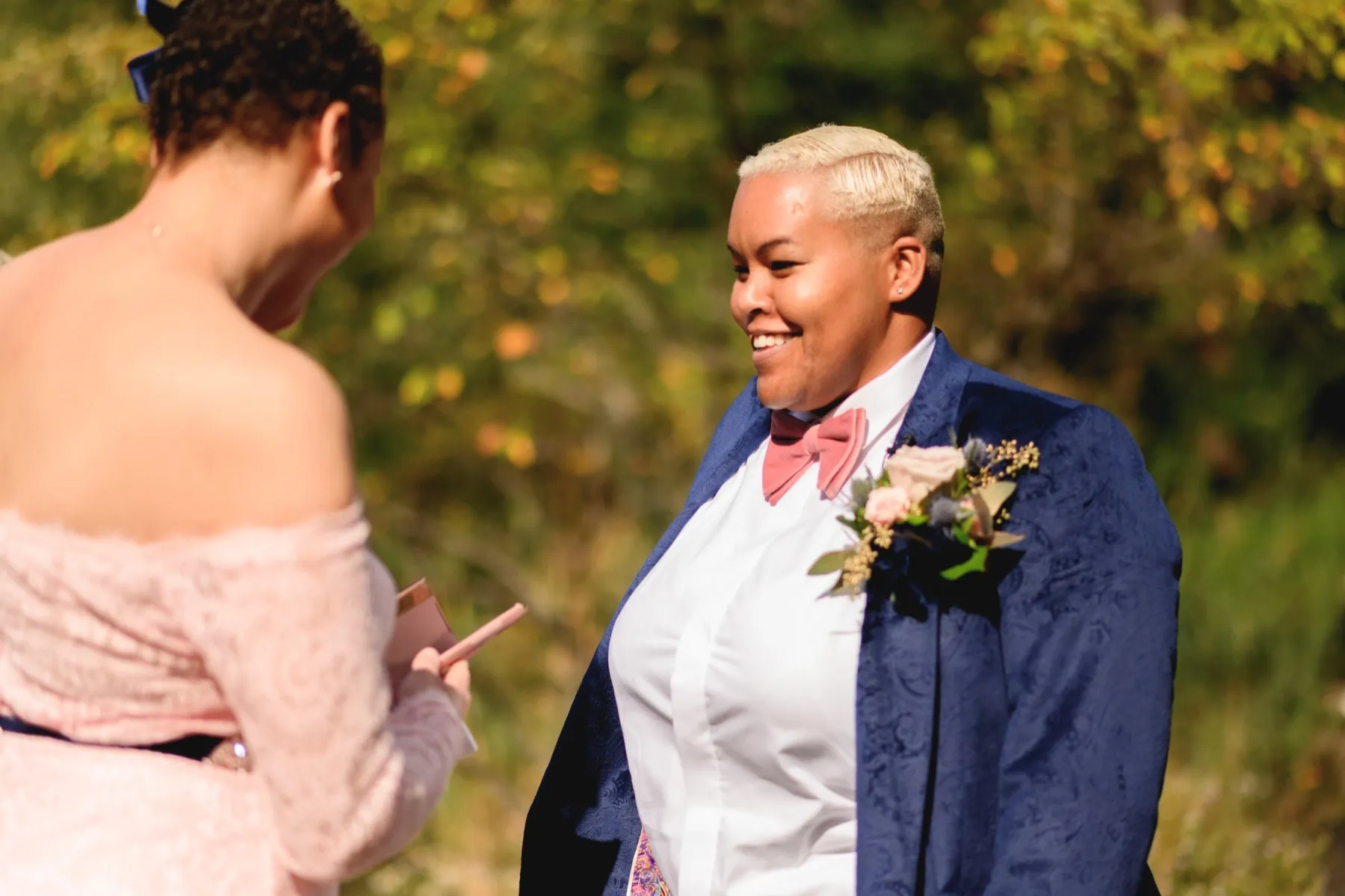 Veronica + Julie wedding ceremony at Gapstow Bridge, Central Park Wedding