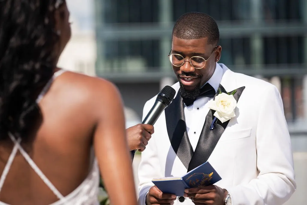 Arielle + Romell exchanging vows at The W Loft, Brooklyn, NY