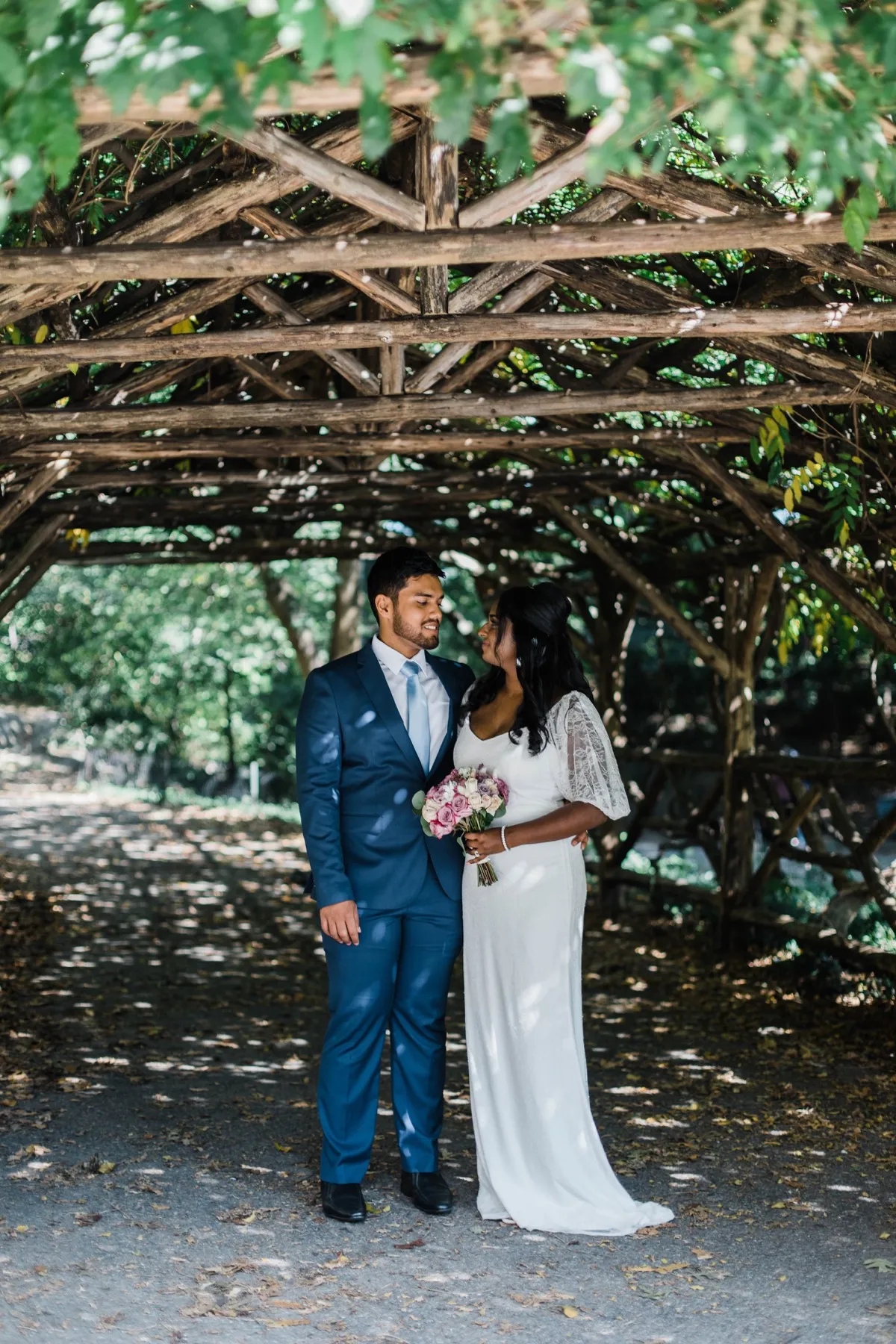 Clashani + Gihan exchanging vows at Ladies Pavilion, Central Park Wedding