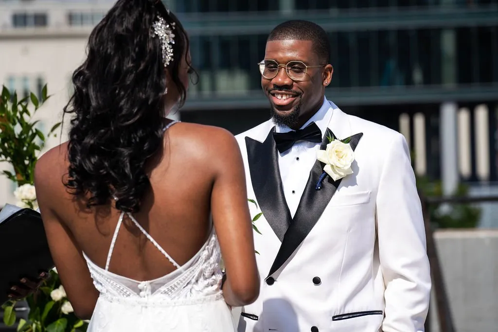 Arielle + Romell wedding portrait at The W Loft, Brooklyn, NY