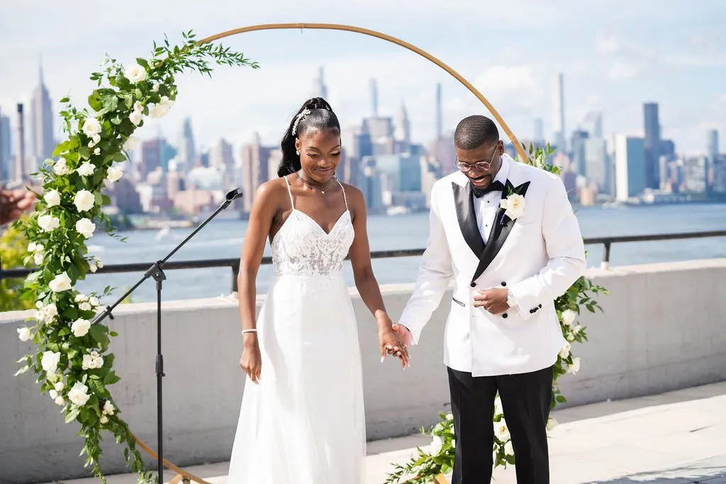 Arielle + Romell wedding ceremony at The W Loft, Brooklyn, NY