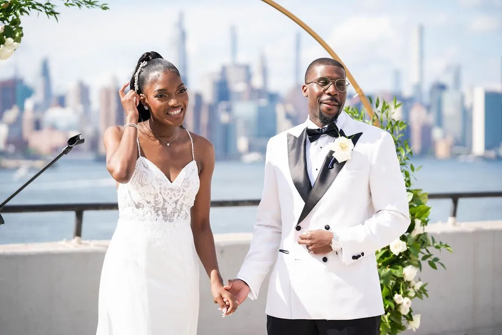 Arielle + Romell exchanging vows at The W Loft, Brooklyn, NY