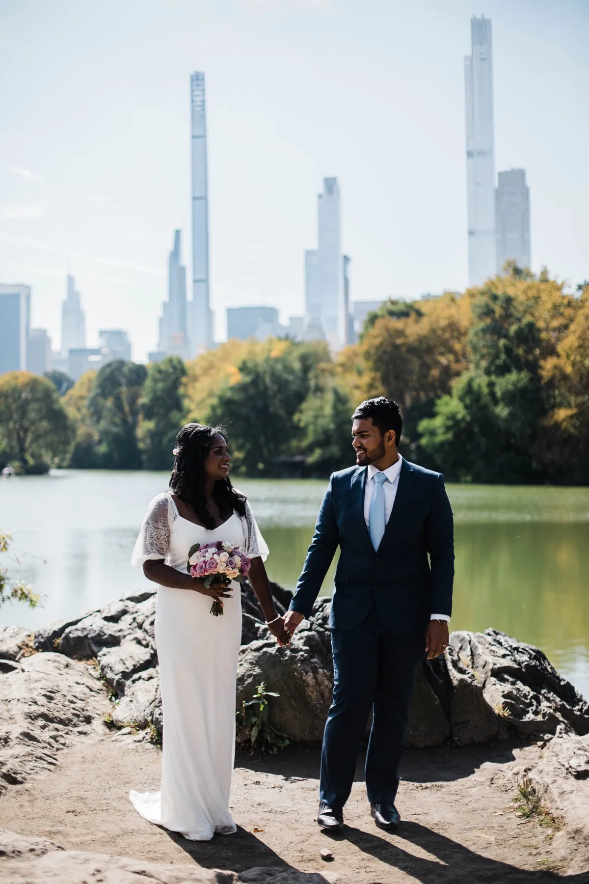 Clashani + Gihan exchanging vows at Ladies Pavilion, Central Park Wedding