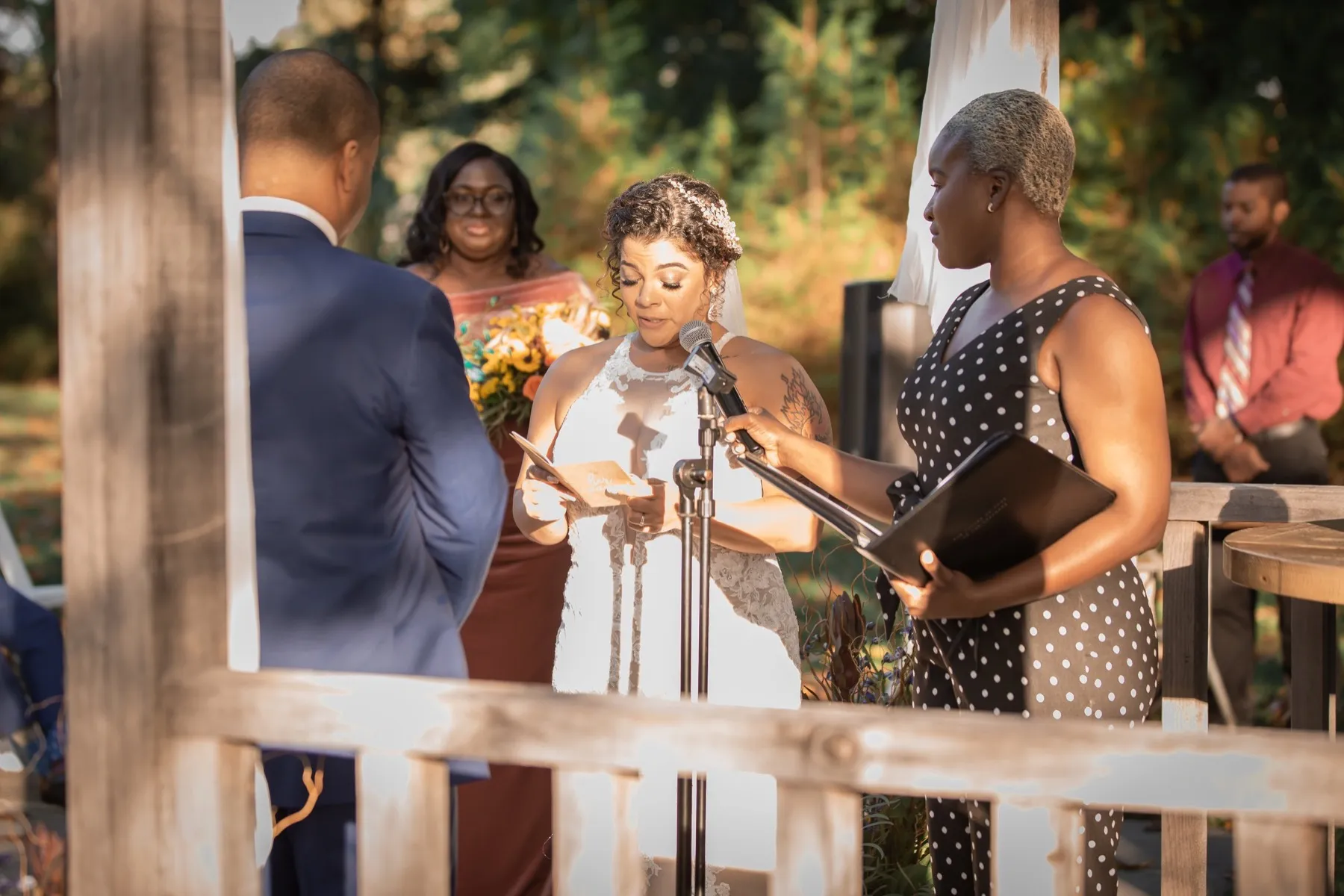 Millie + Rick during their custom wedding ceremony