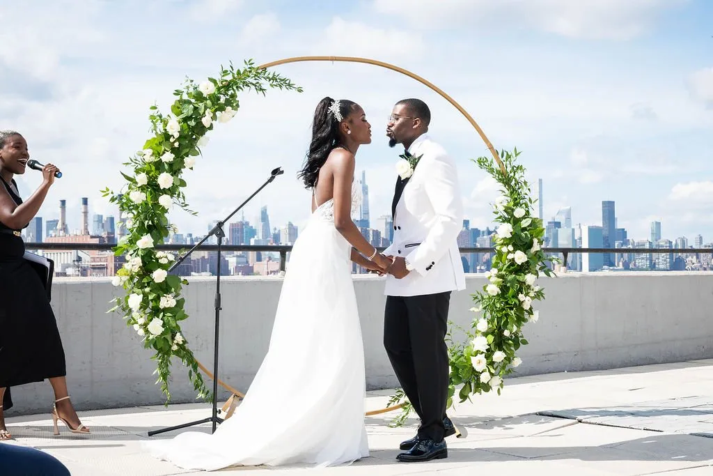 Arielle + Romell wedding portrait at The W Loft, Brooklyn, NY