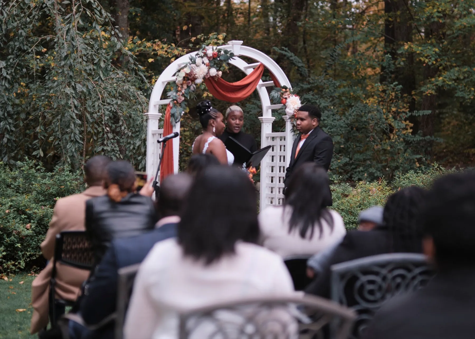 Hygdrea + Alex celebrating after the ceremony at East Hampton, CT