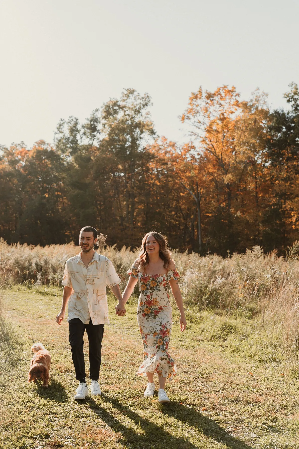 Makena + Eric celebrating after the ceremony at New Beginnings Farmstead, Kingston, NY