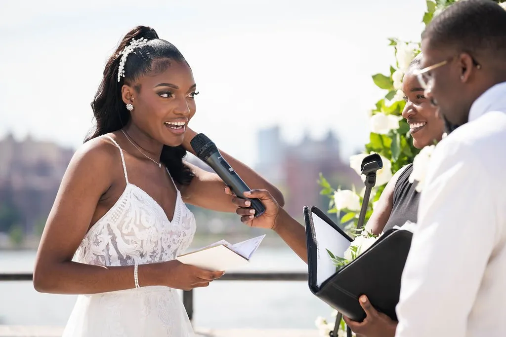 Arielle + Romell wedding ceremony at The W Loft, Brooklyn, NY