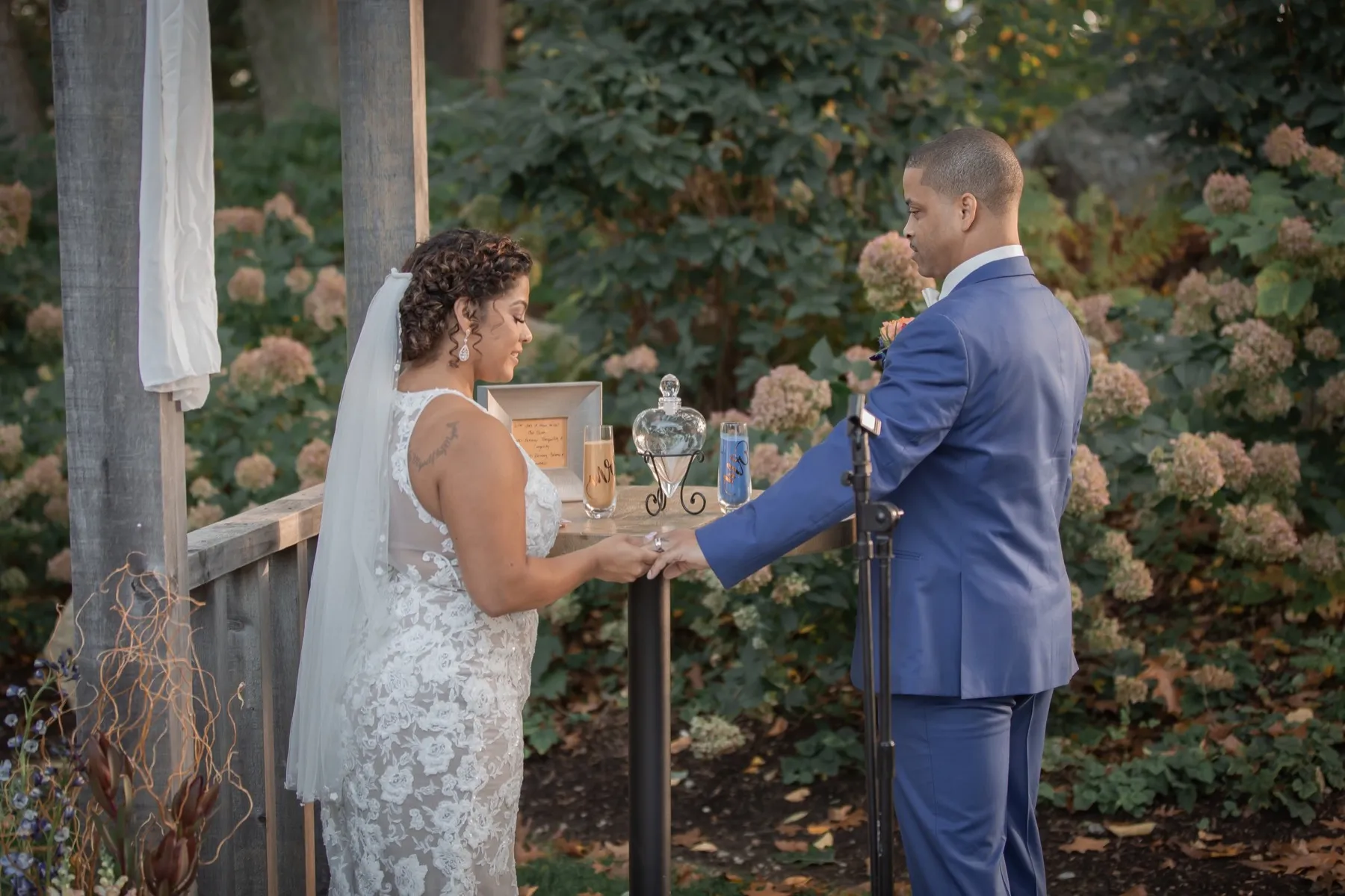 Millie + Rick exchanging vows at THC The Hops Company, CT